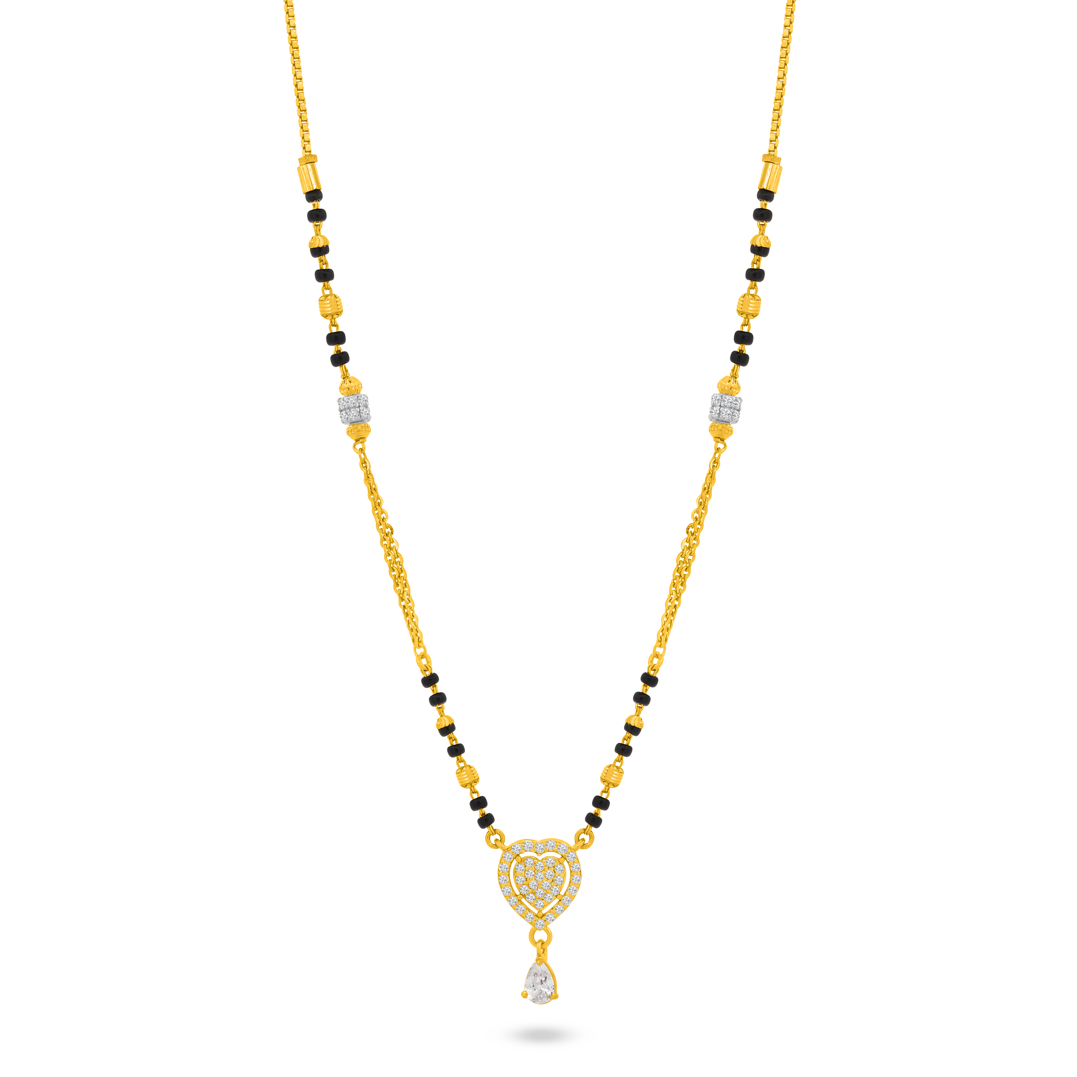 22K Gold Elegant Heart Mangalsutra Necklace