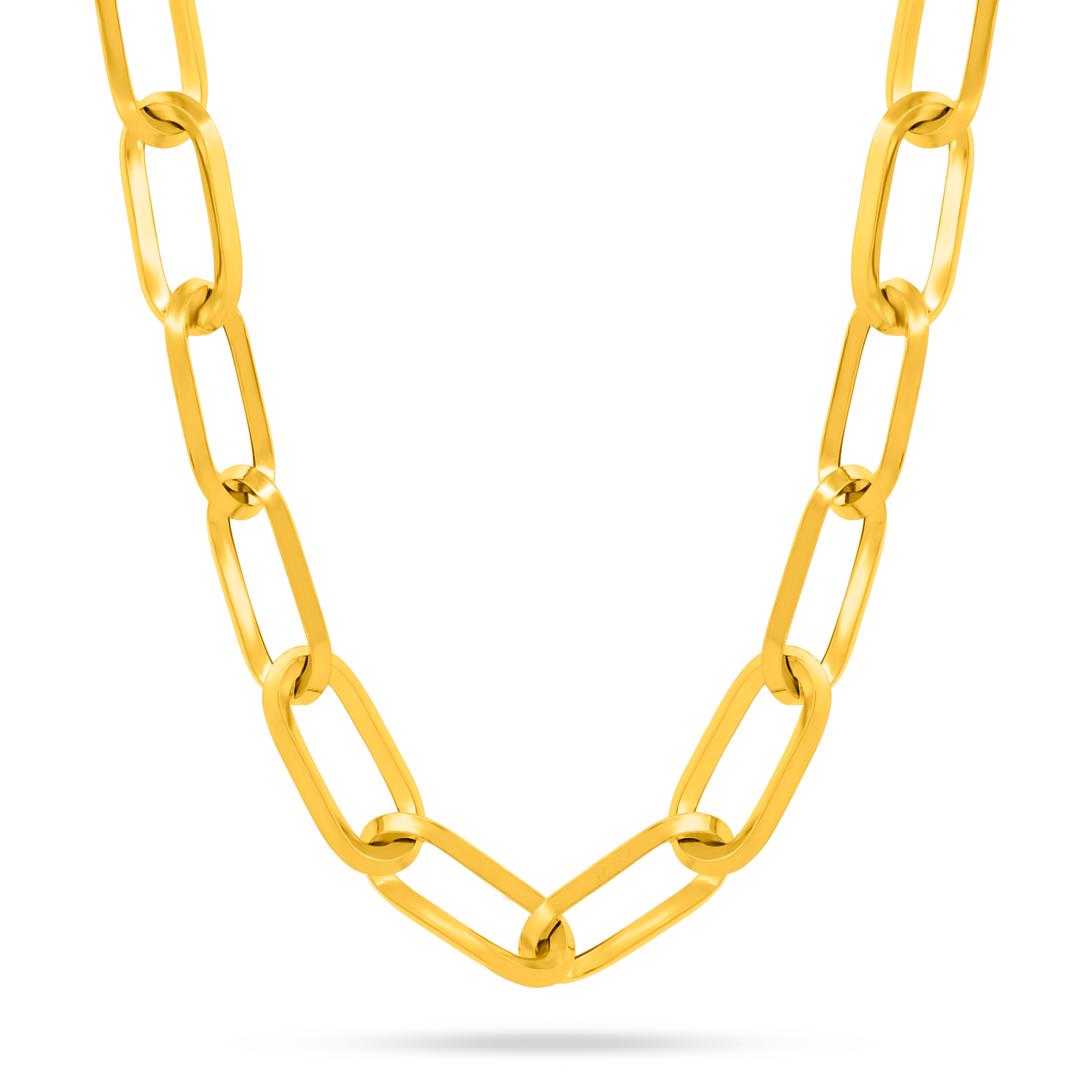 22K Gold Bold V Paperclip Chain - 16.05"