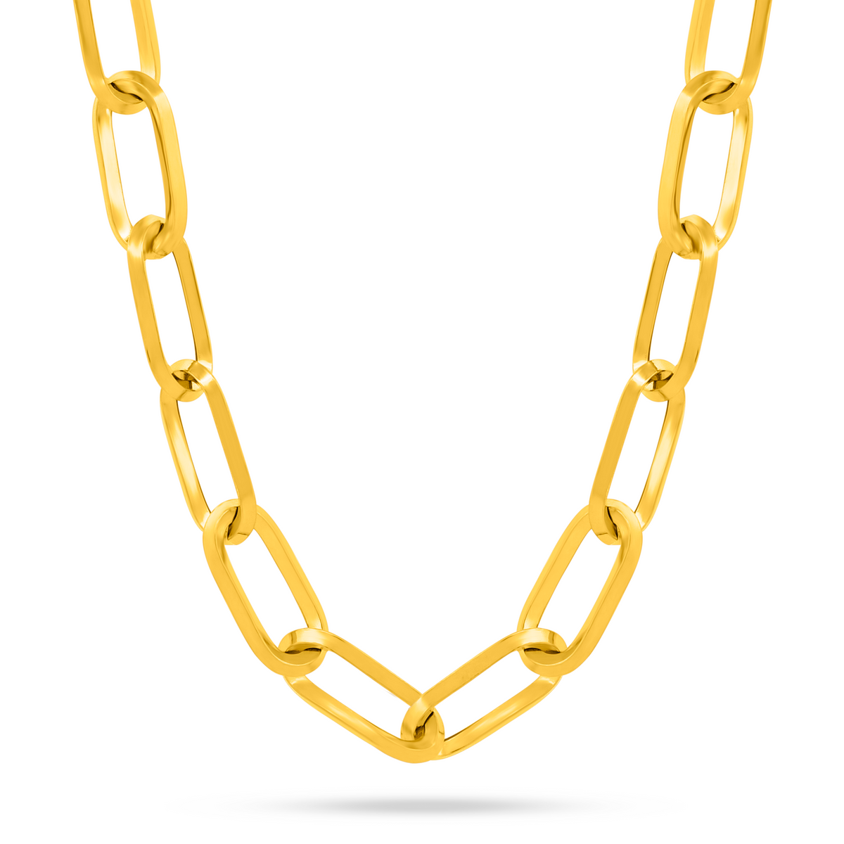22K Gold Bold V Paperclip Chain - 16.05"