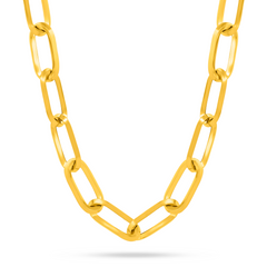 22K Gold Bold V Paperclip Chain - 16.05"
