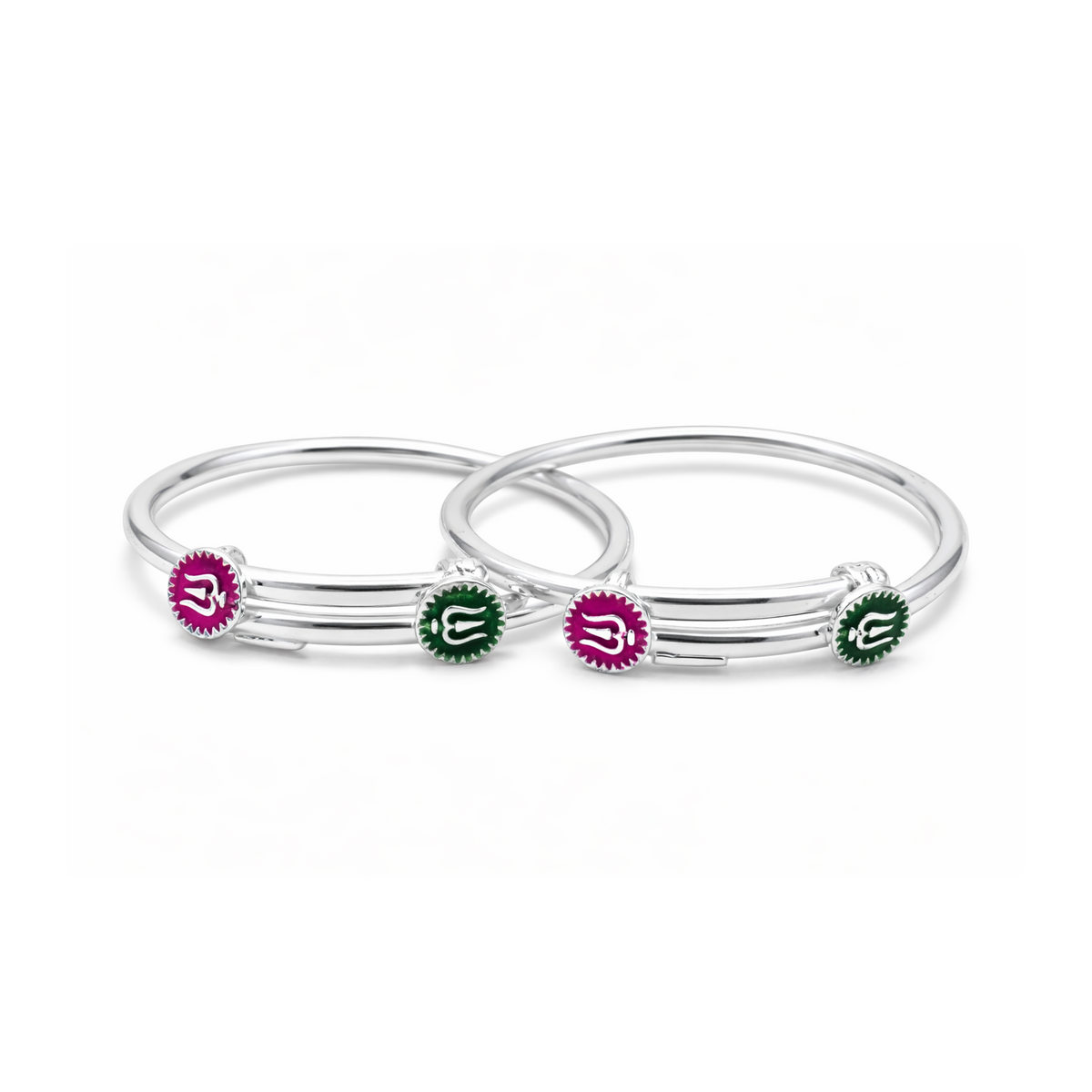 Silver Trishul Baby Kadas - Set of 2