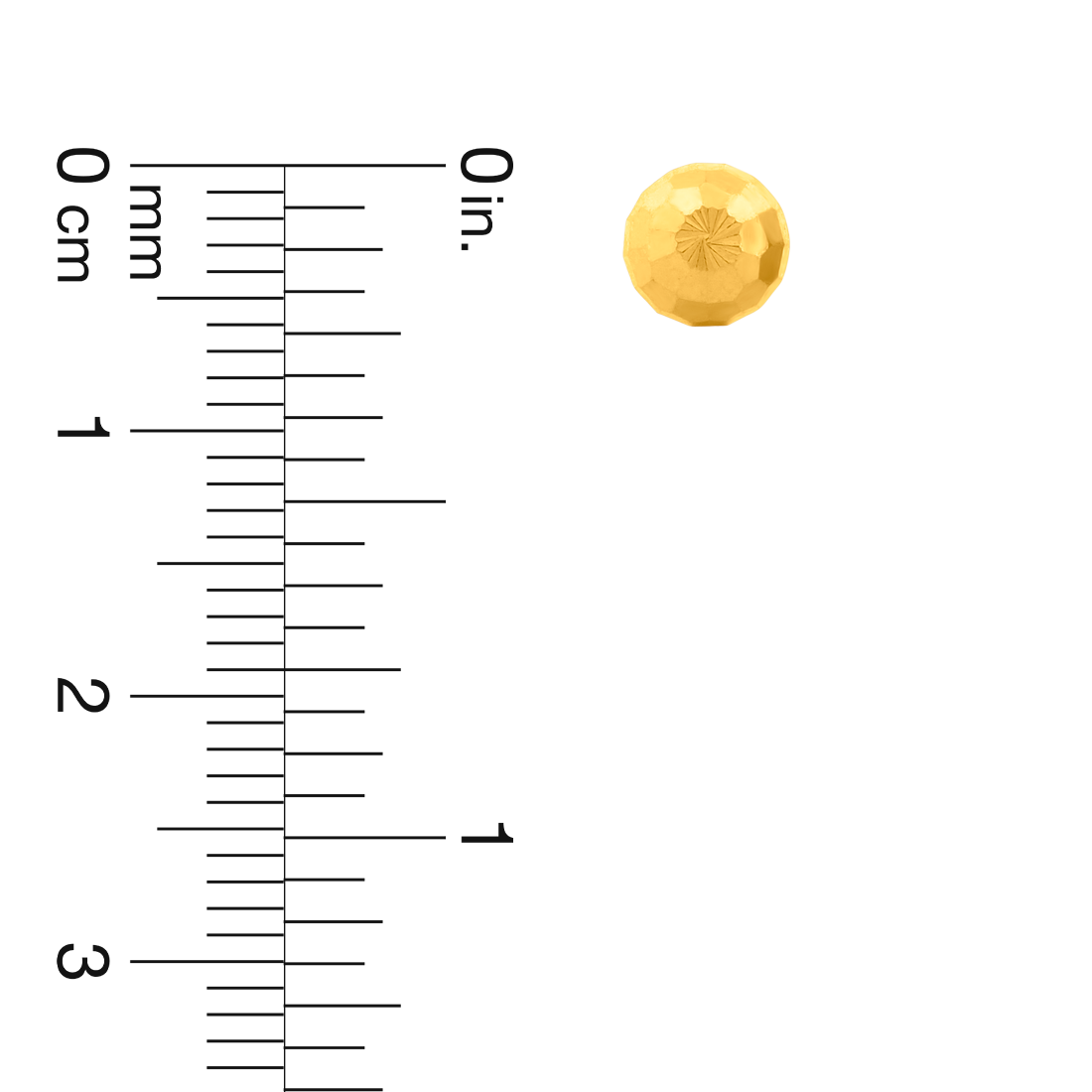 22K Gold  Faceted Ball Stud Earrings