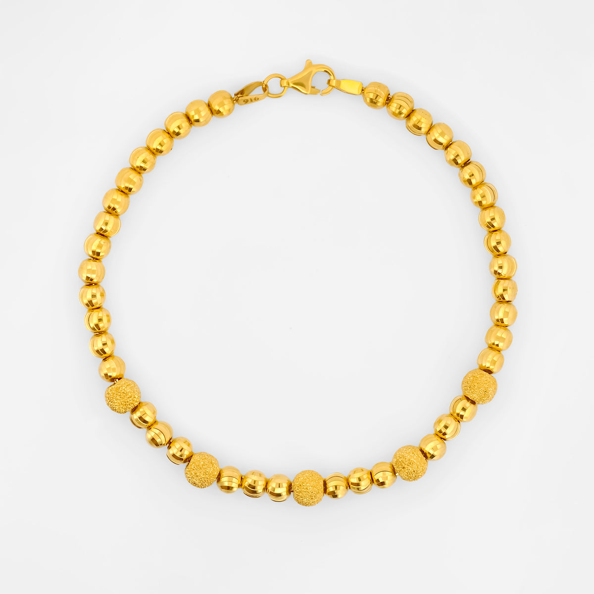 22K Gold Elegant Beaded Bracelet 7.25"