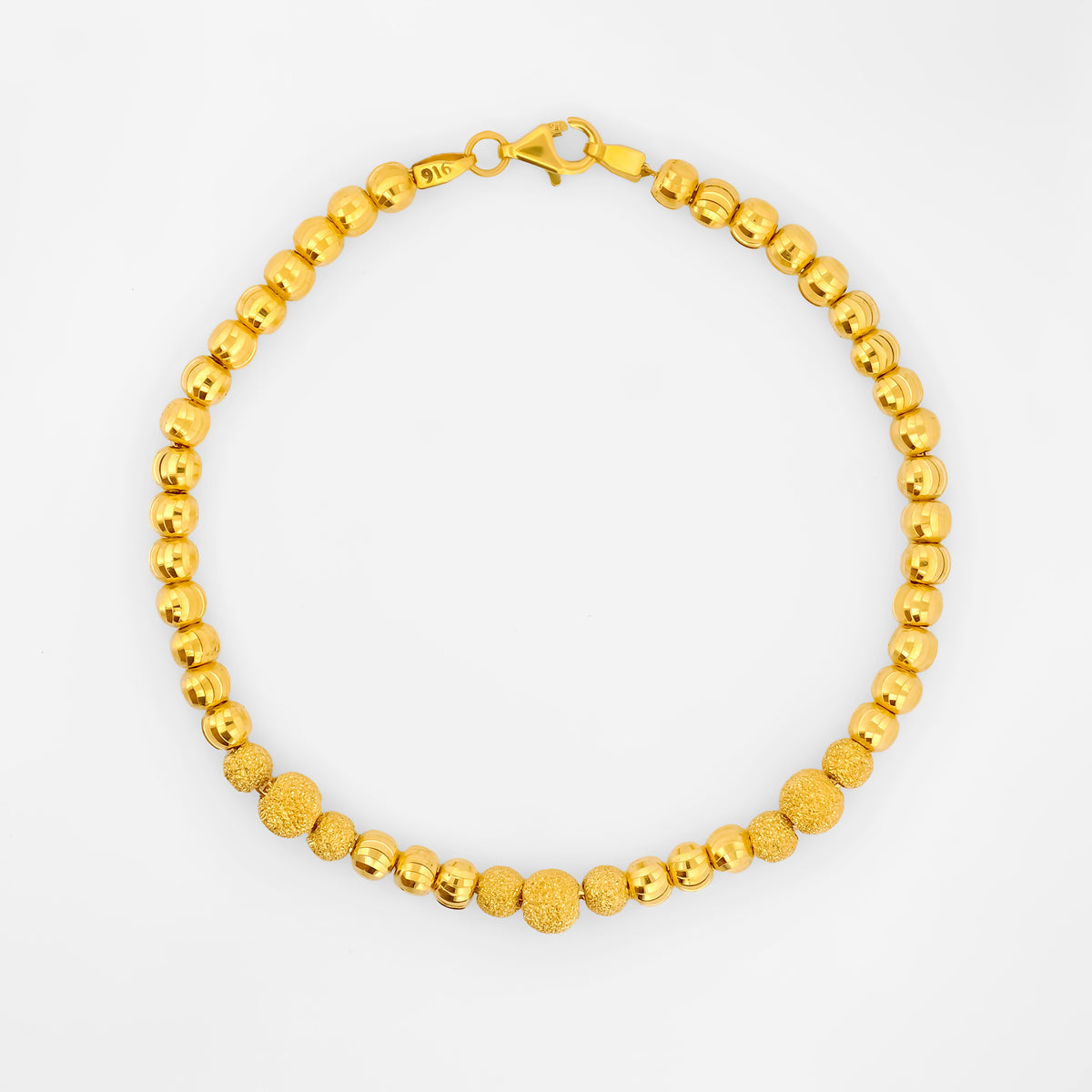 22K Gold Elegant Beaded Bracelet 7.25"