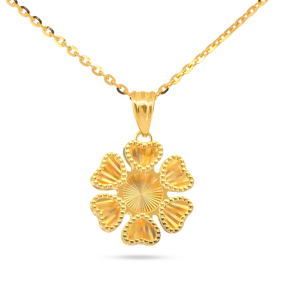 22K Gold Rainbow Floral Pendant