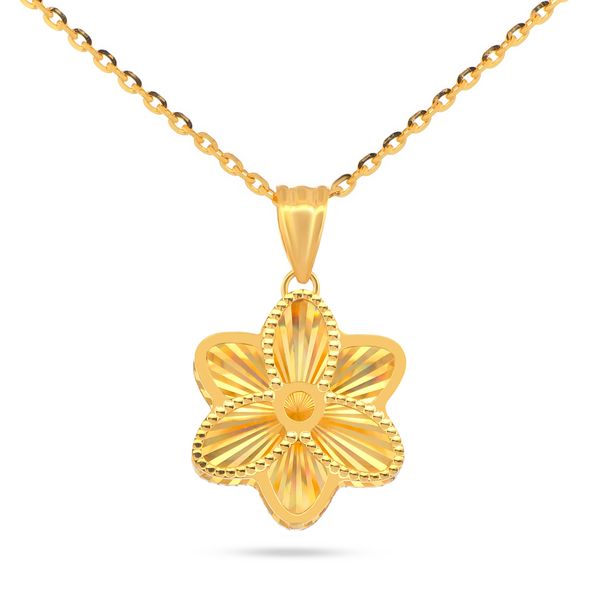 22K Gold Rainbow Floral Pendant