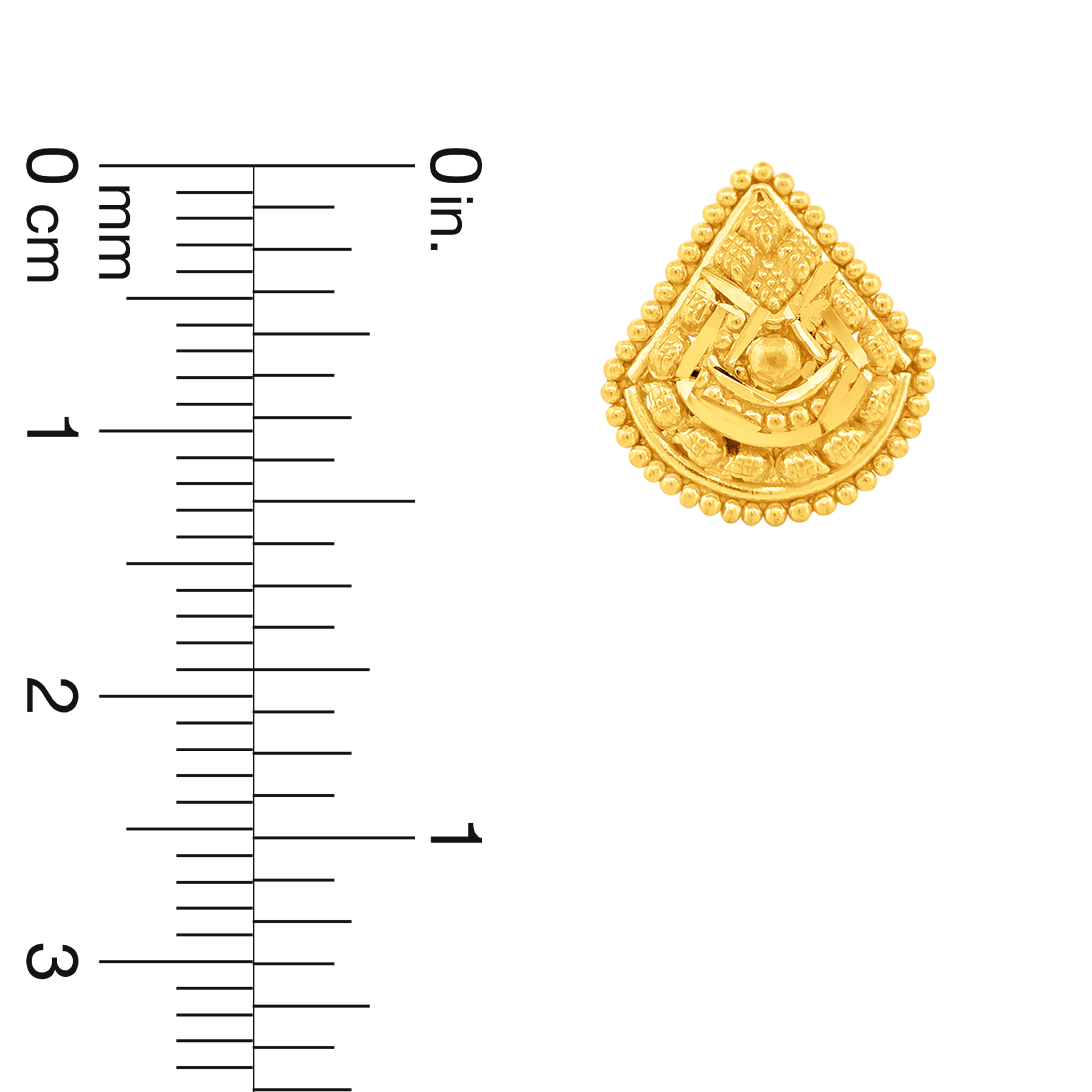 22K Gold Regal Teardrop Stud Earrings
