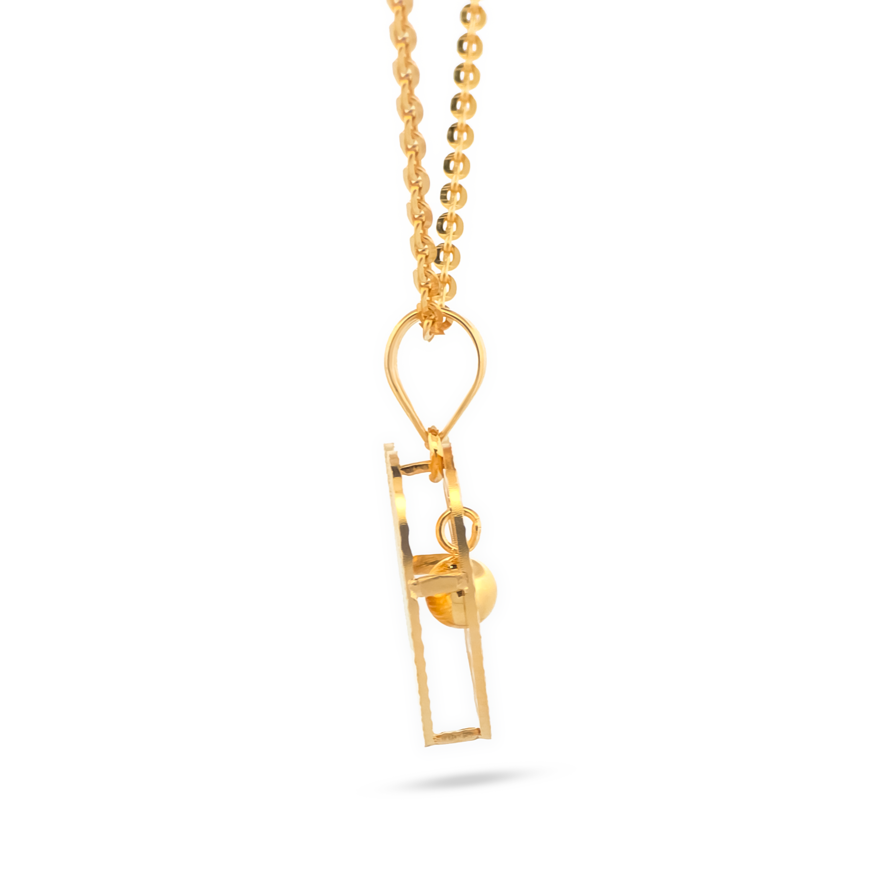 22K Gold Heart Drop Bell Pendant