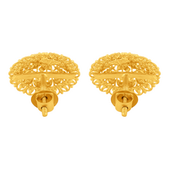 22K Gold Ornate Floral Stud Earrings