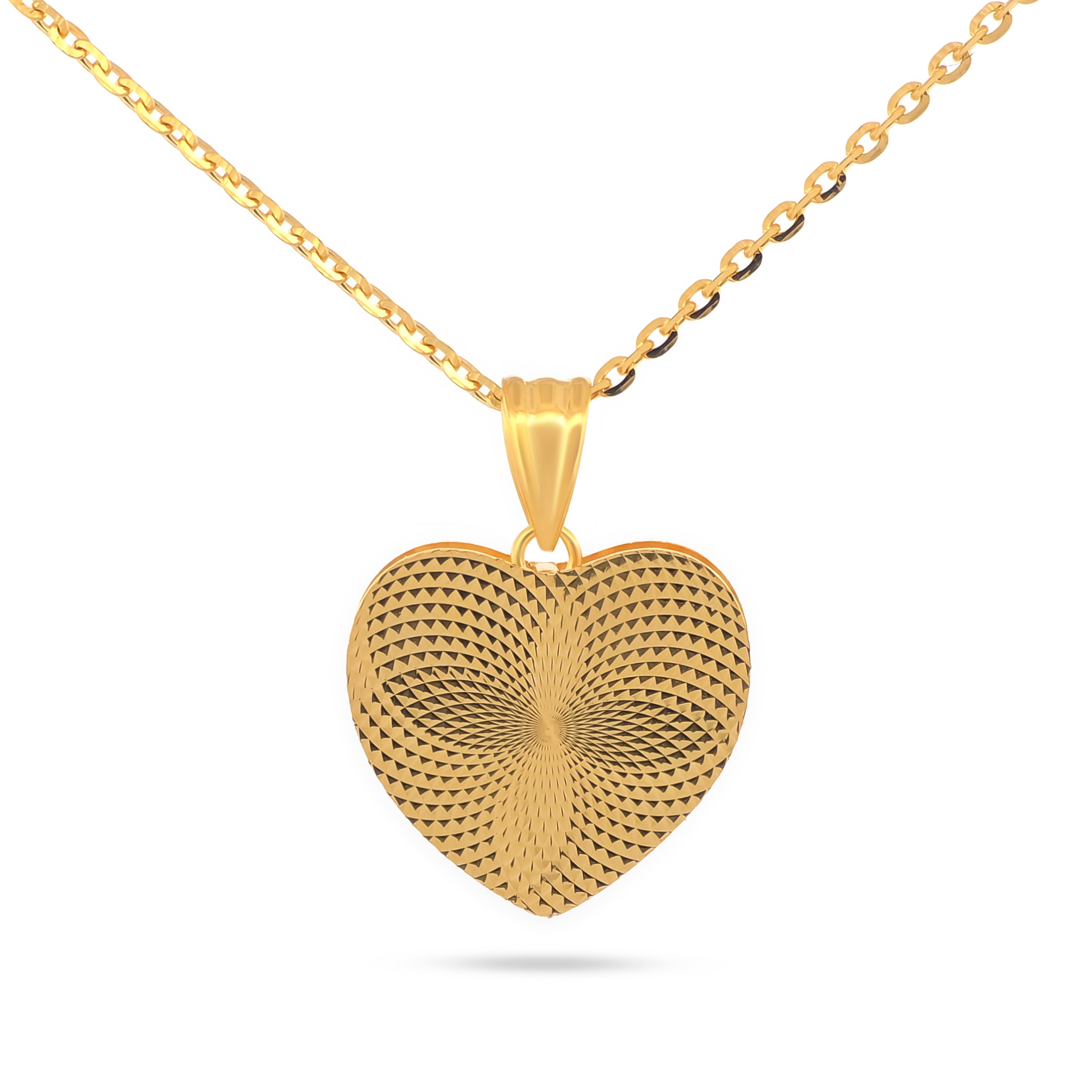22K Gold Heart Drop Bell Pendant