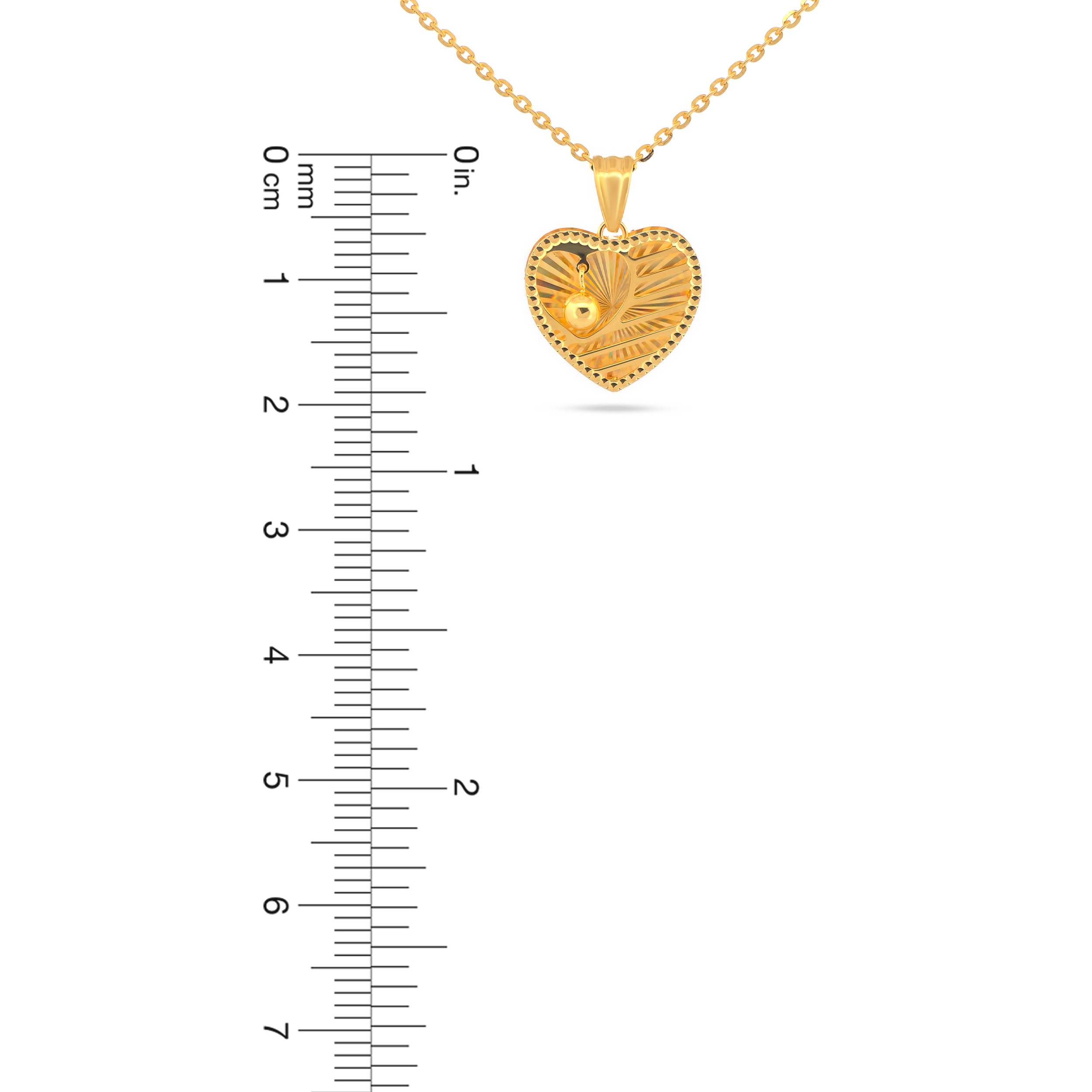 22K Gold Heart Drop Bell Pendant