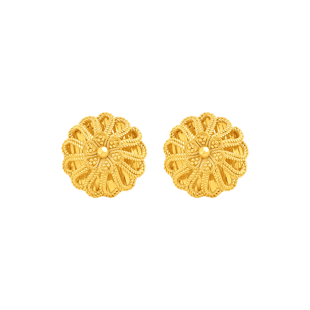 22K Gold  Floral Stud Earrings
