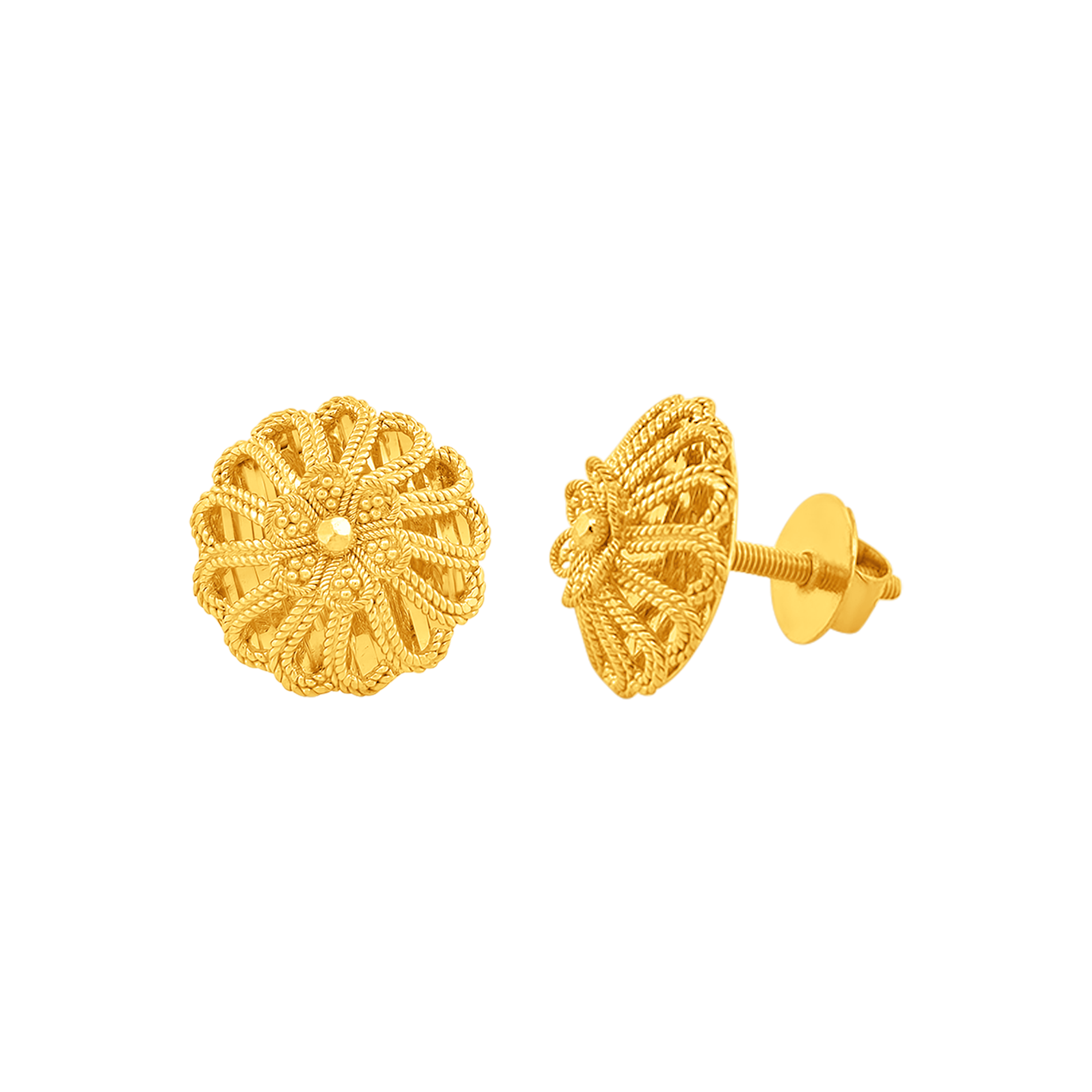 22K Gold  Floral Stud Earrings