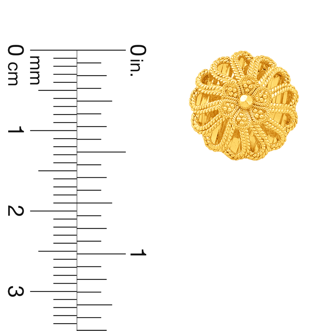 22K Gold  Floral Stud Earrings