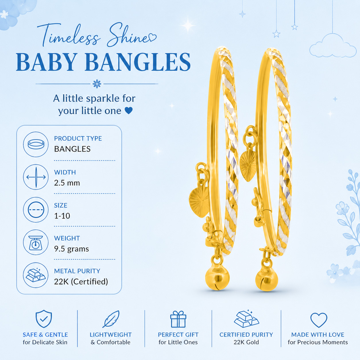22K Gold Baby Bangle Bracelet