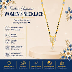 22K Gold Elegant Heart Mangalsutra Necklace