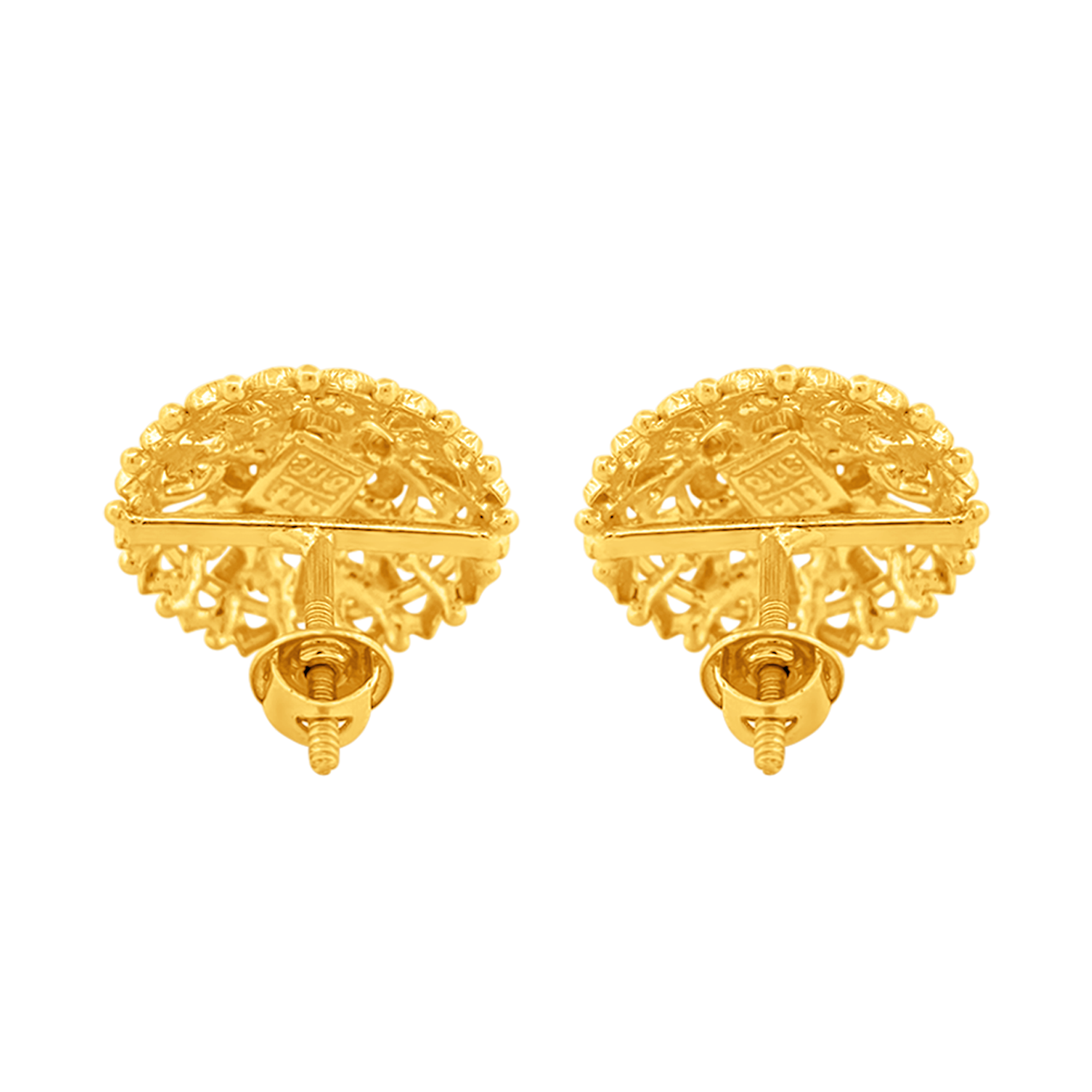 22K Gold Round Stud Earrings