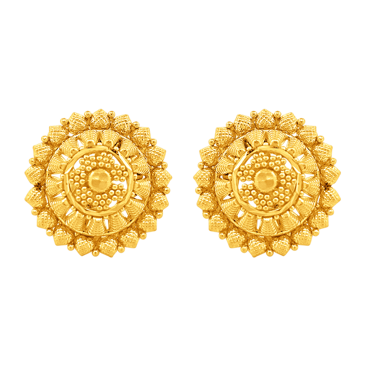 22K Gold Radiant Floral Stud Earrings
