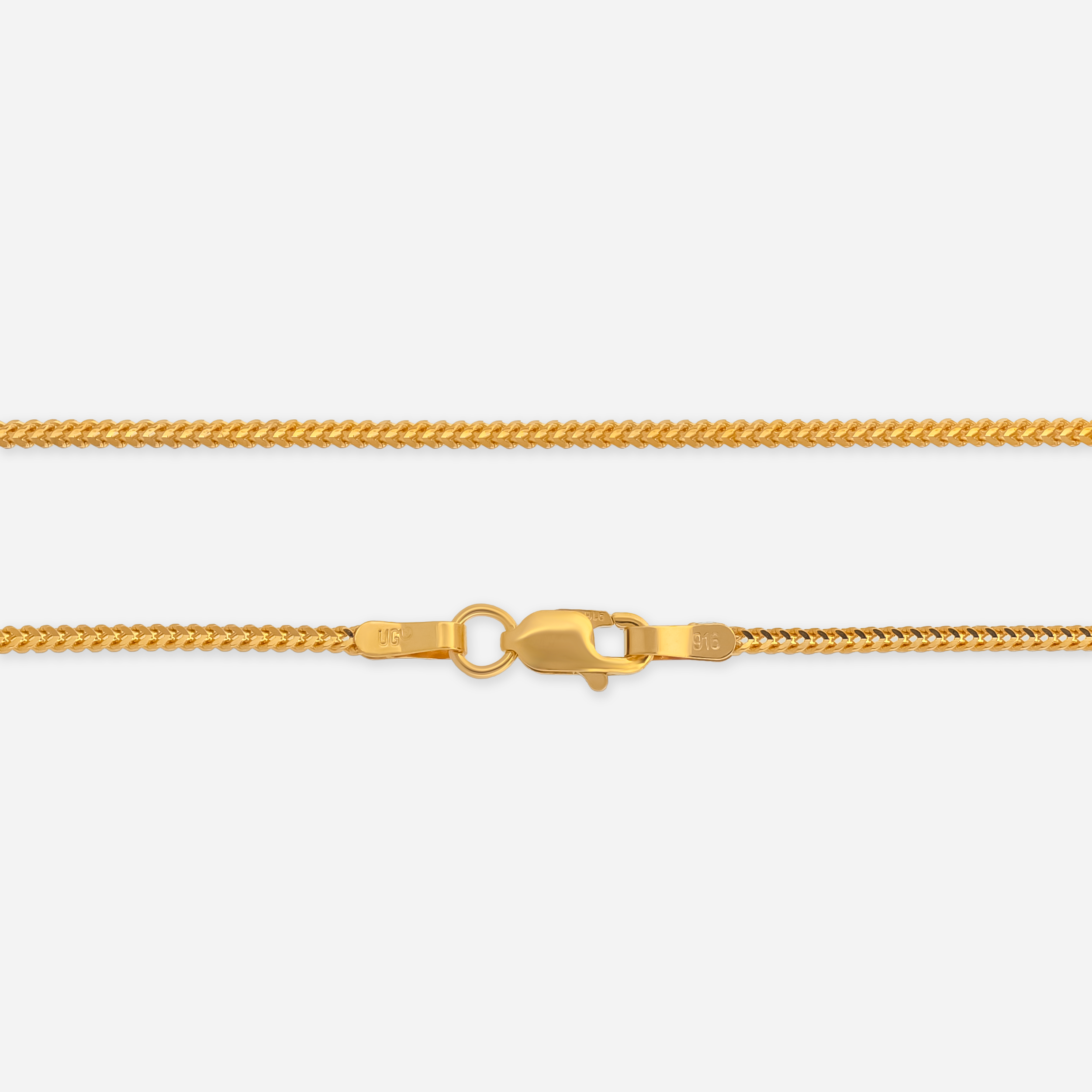 22K Gold Franco Foxtail Chain - 14"