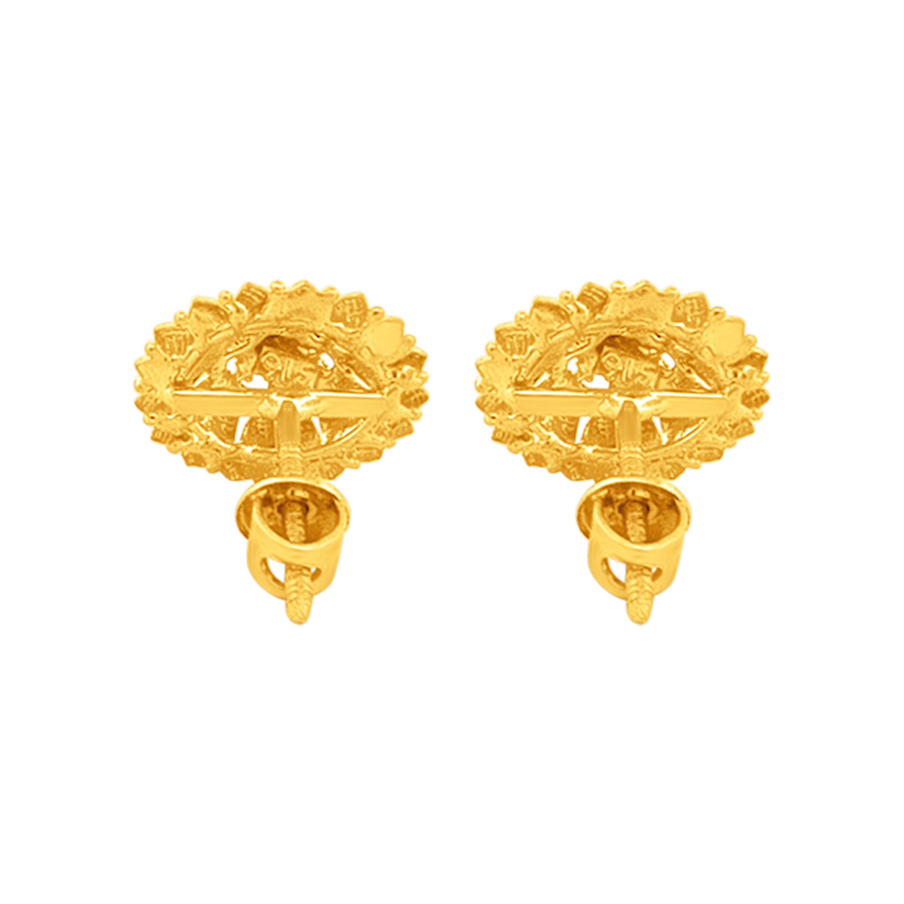 22K Gold Radiant Floral Stud Earrings