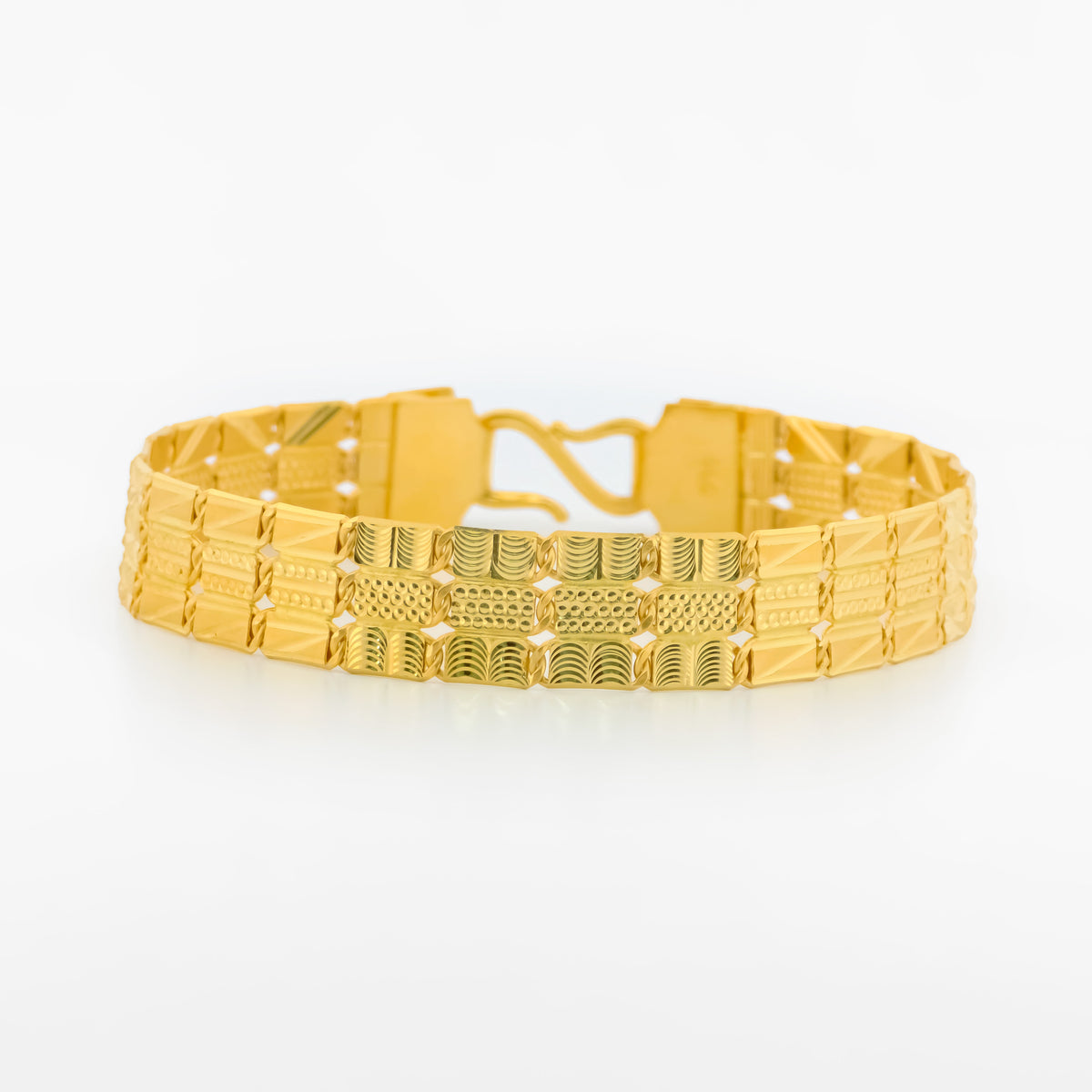 22K Gold Wide Mens Bracelet