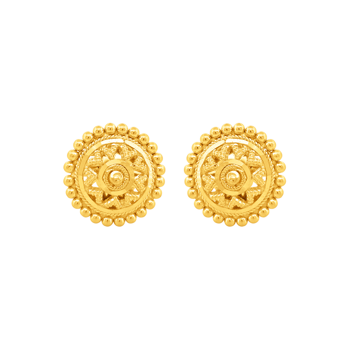 22K Gold Elegant Sunburst Stud Earrings