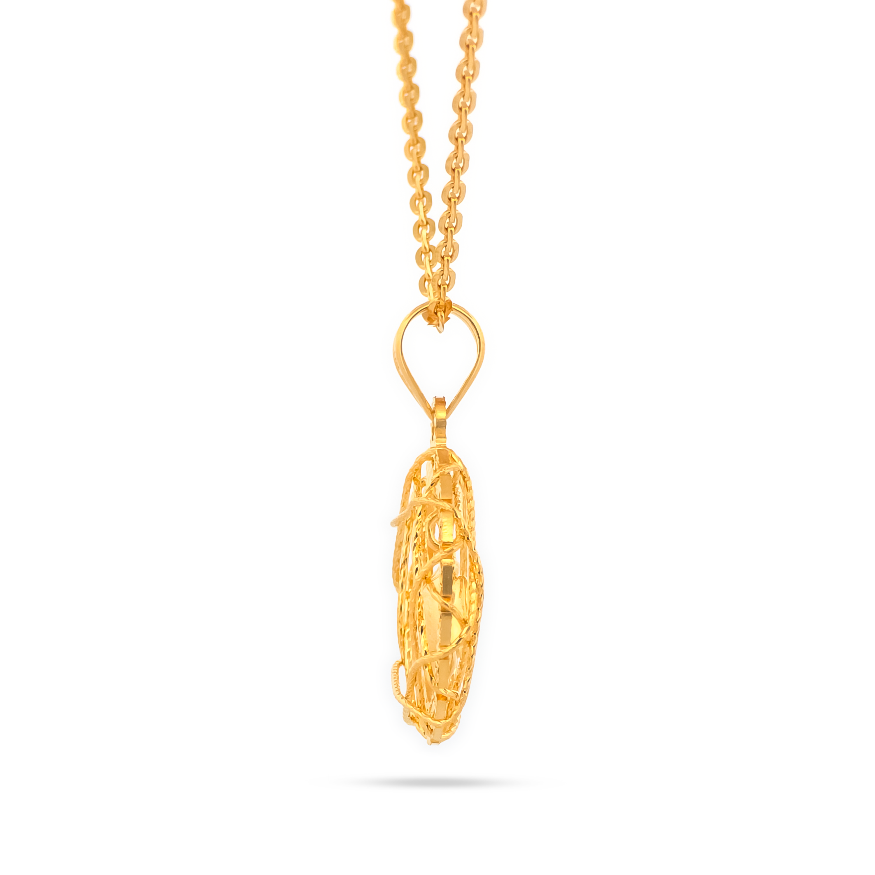 22K Gold Rose Drop Pendant