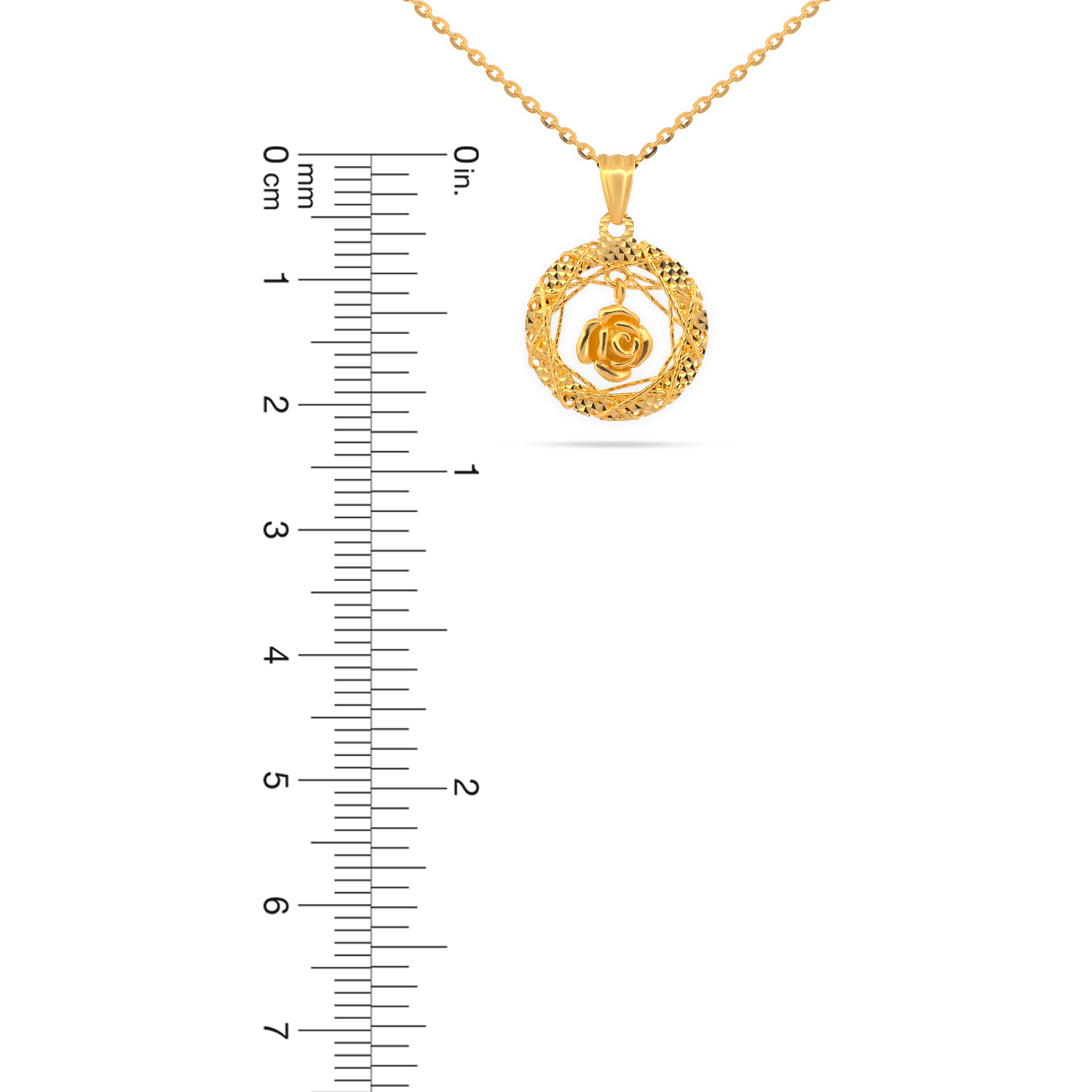 22K Gold Rose Drop Pendant