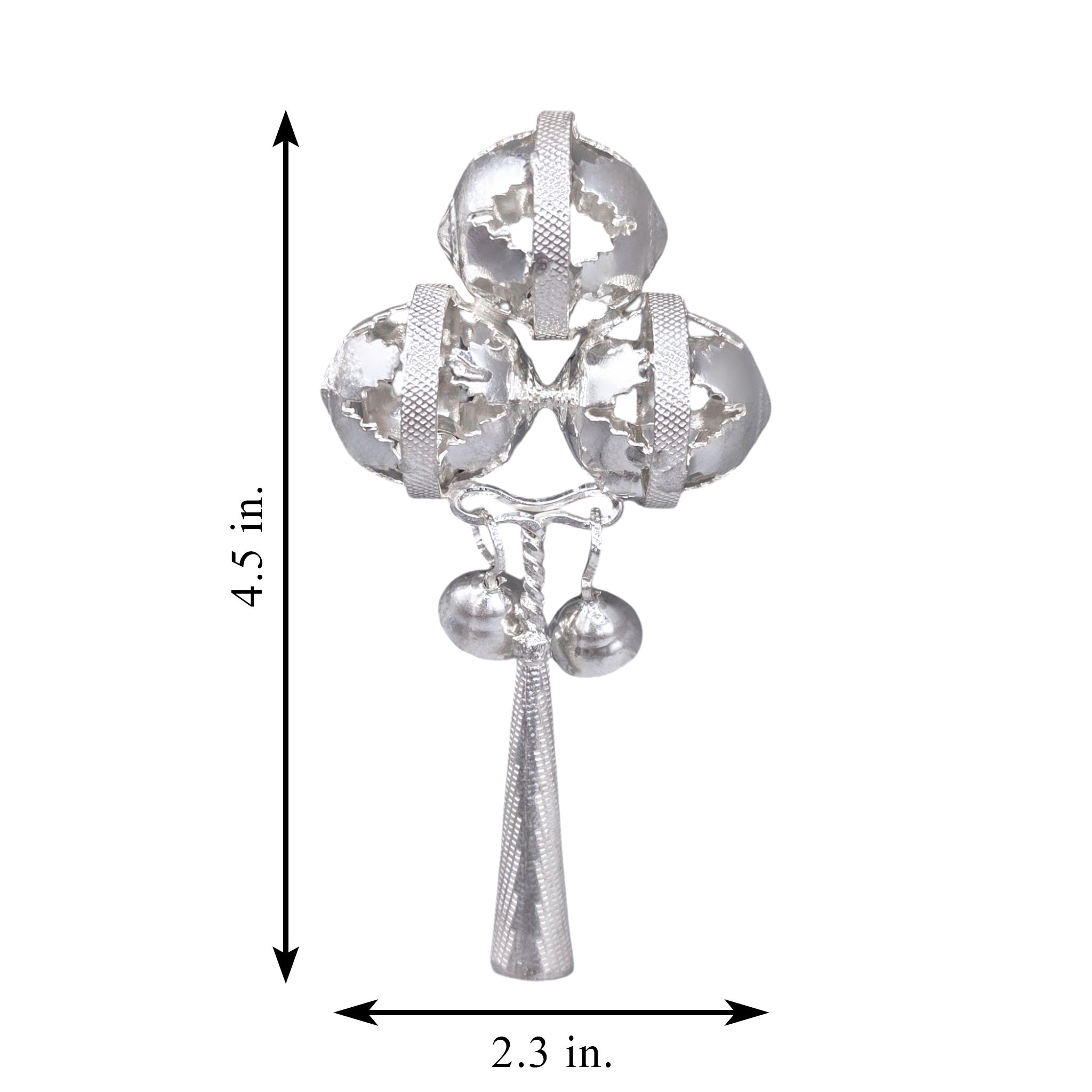 Silver Triple Globes Baby Rattle