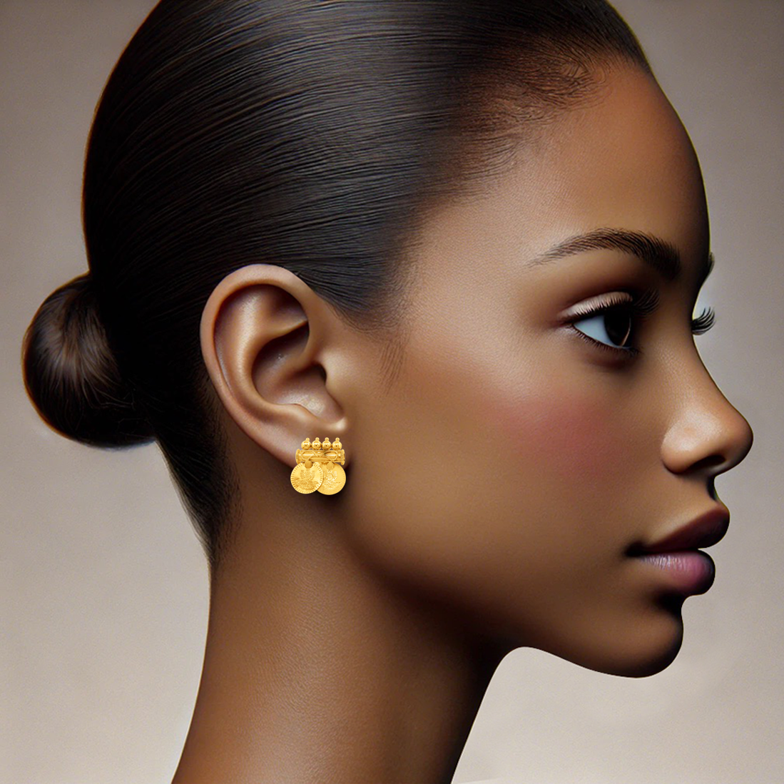22K Gold Prosperity Lakshmi Coin Earrings