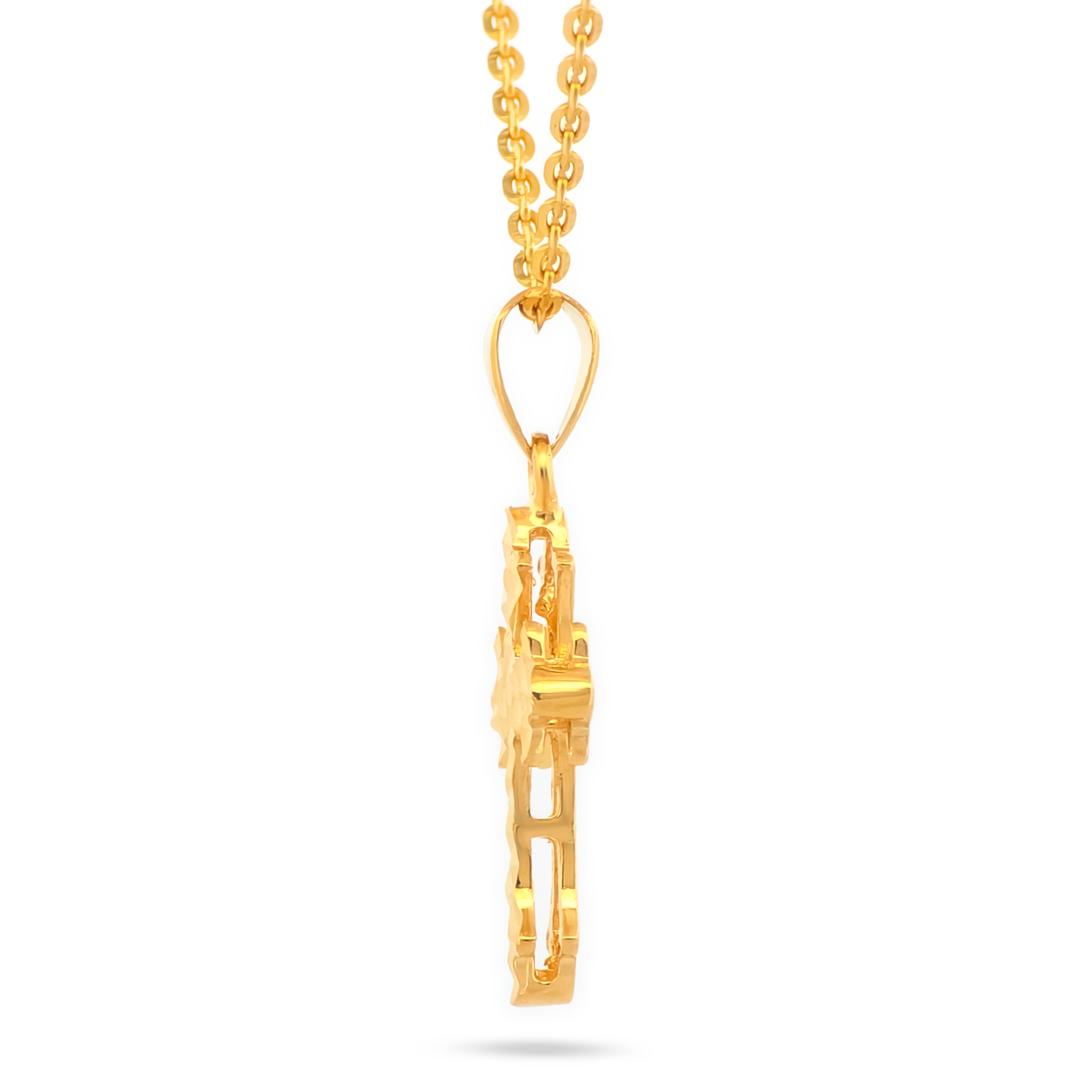 22K Gold Double Side Cross Pendant