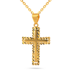 22K Gold Radiant Cross Pendant