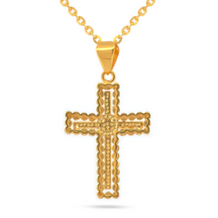 22K Gold Radiant Cross Pendant