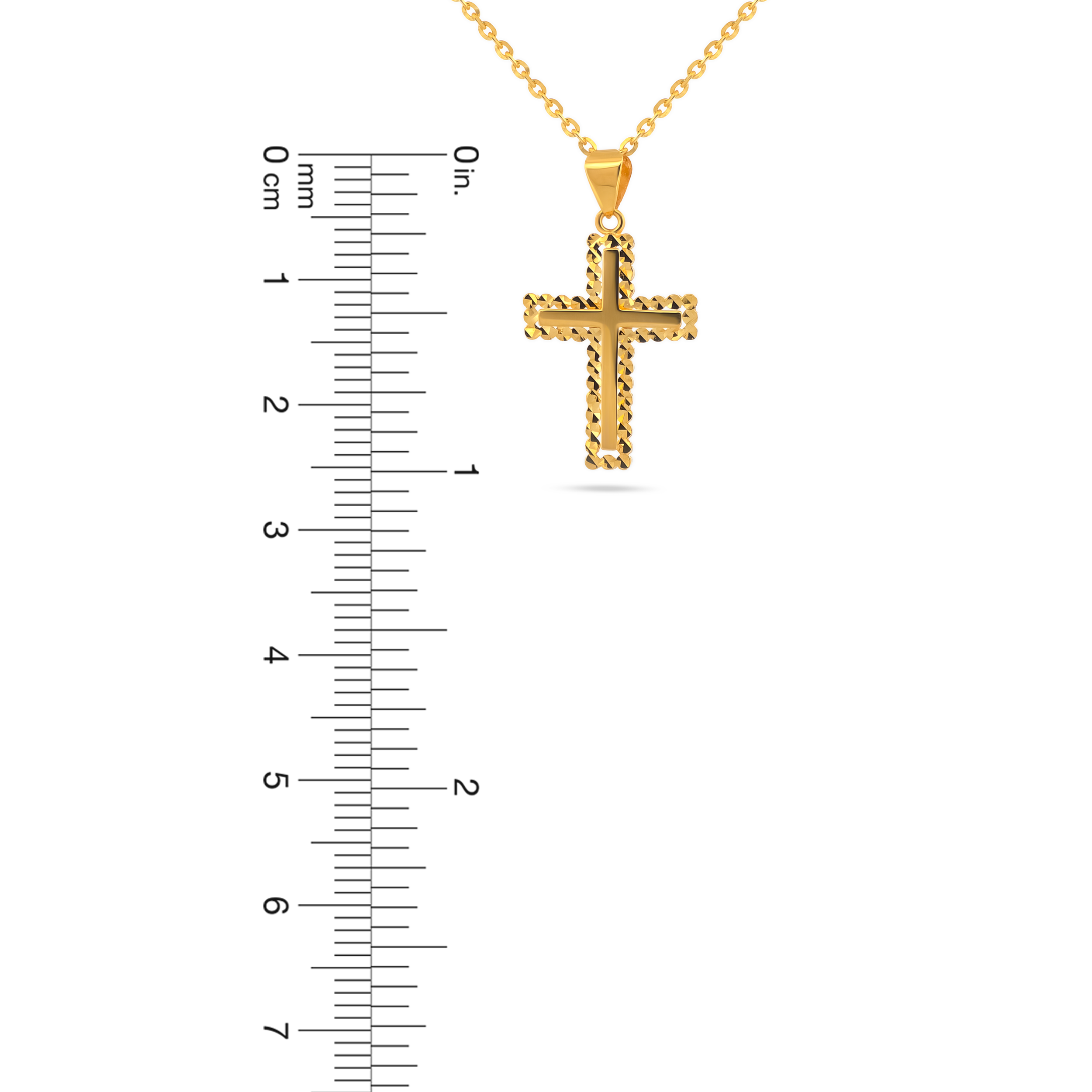 22K Gold Radiant Cross Pendant