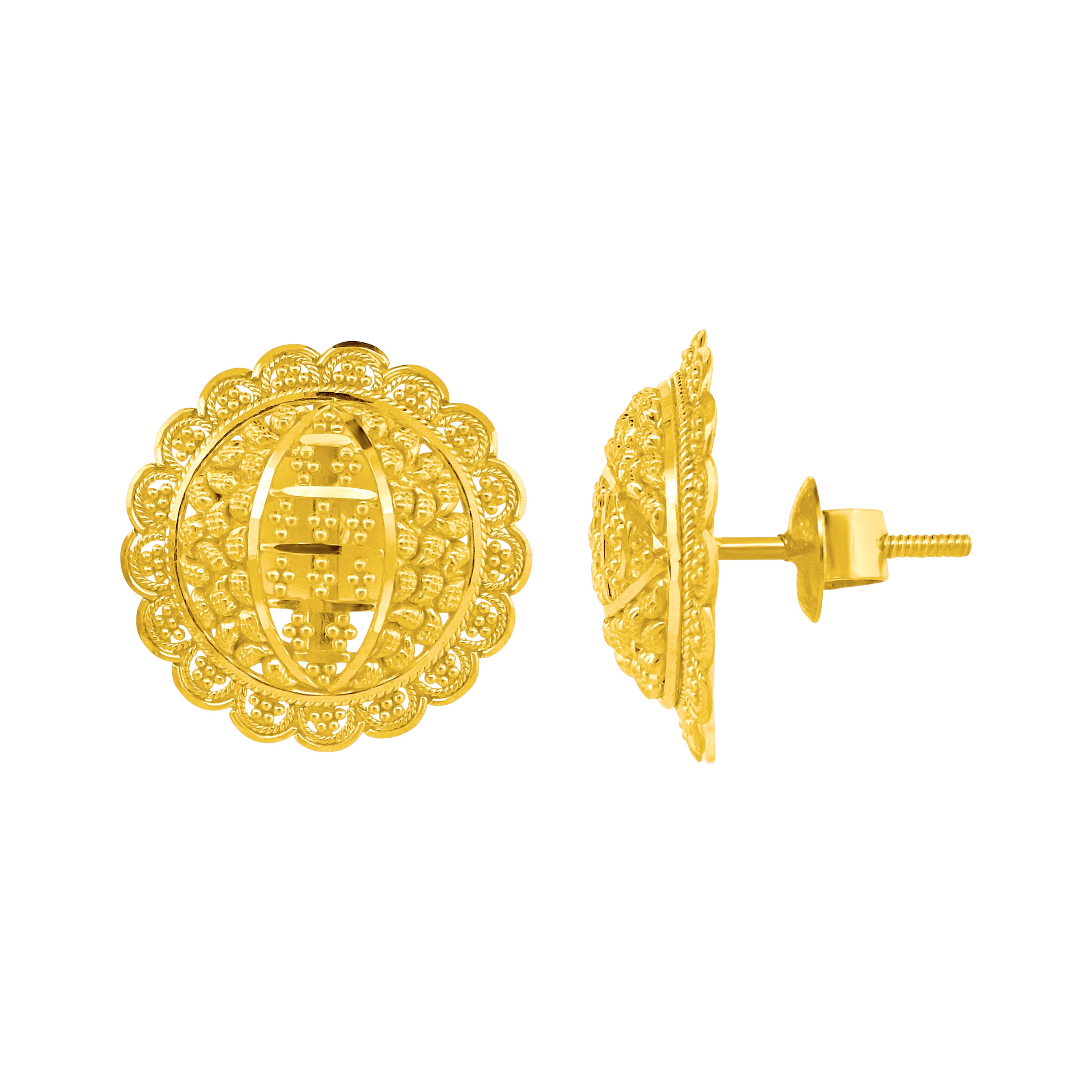 22K Gold Floral Earrings