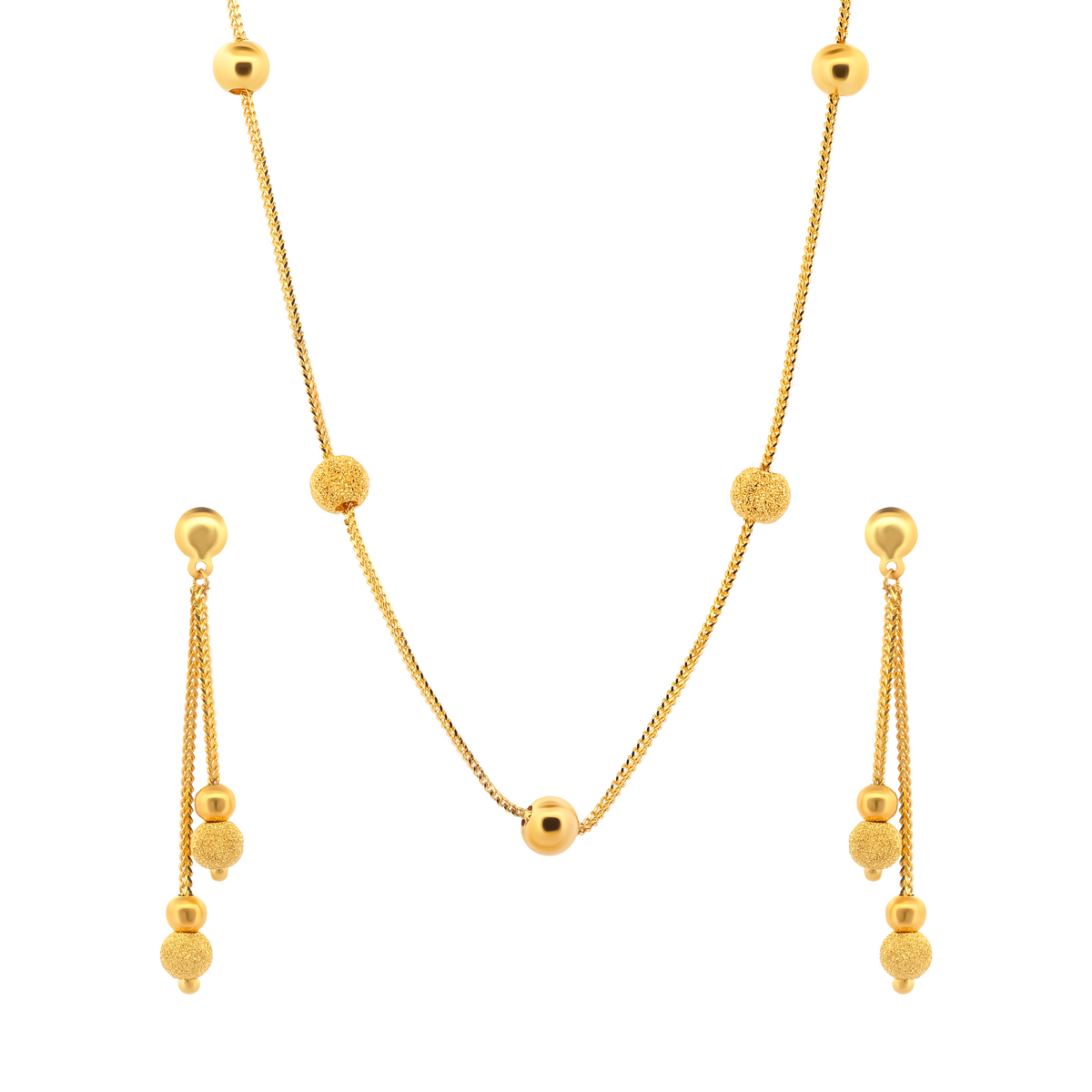 22K Gold Necklace & Earrings Set