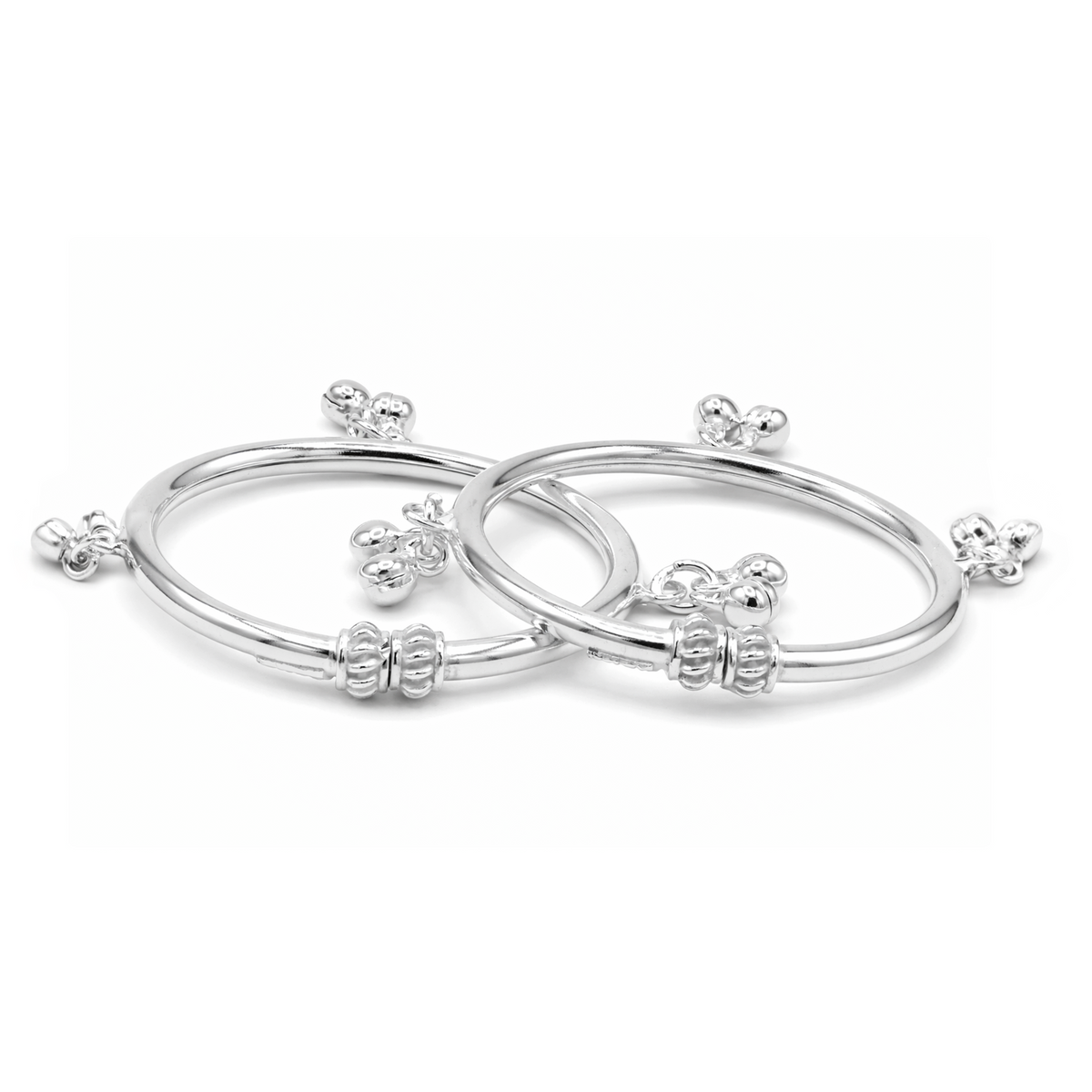 Silver Gungroo Baby Kadas - Set of 2