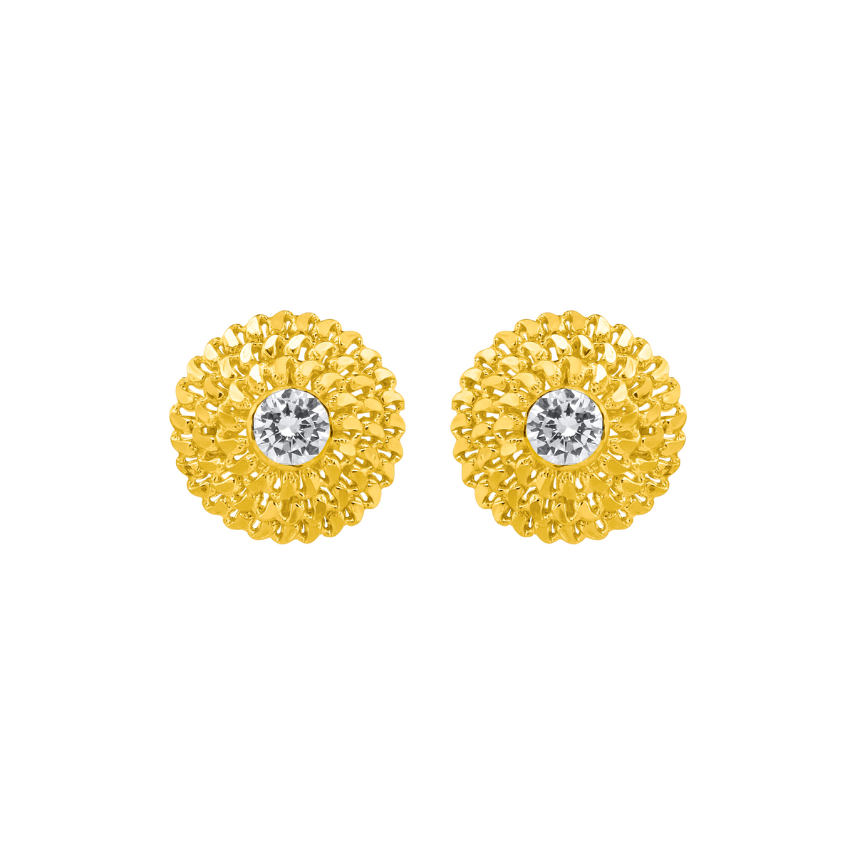 22K Gold CZ Floral Earrings