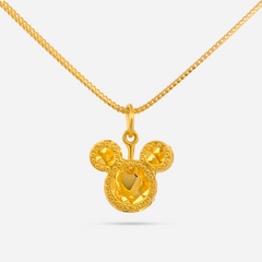 22K Gold 3D Mickey Pendant