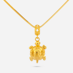 22K Gold Turtle Charm Pendant