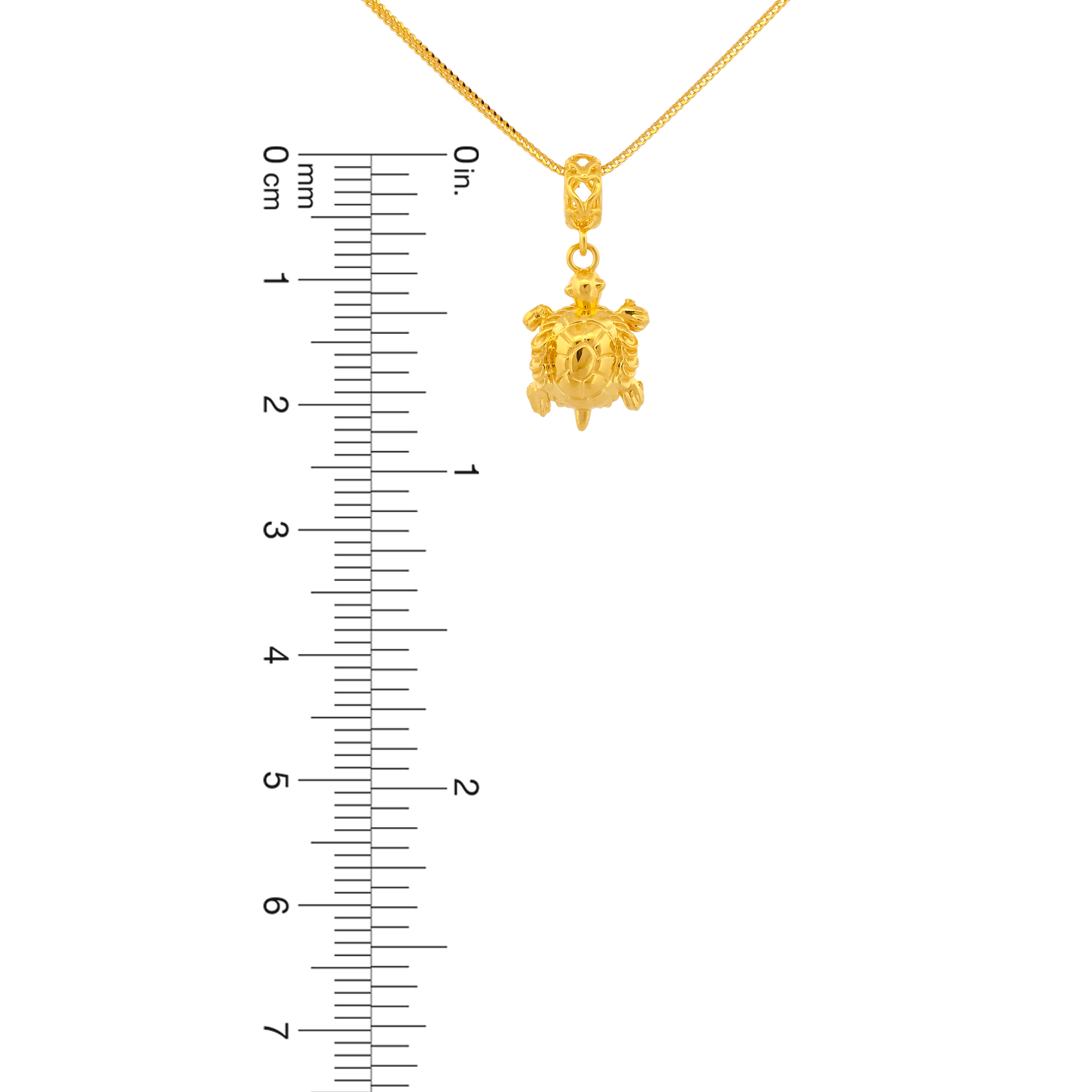 22K Gold Turtle Charm Pendant