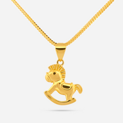 22K Gold Rocking Horse Pendant