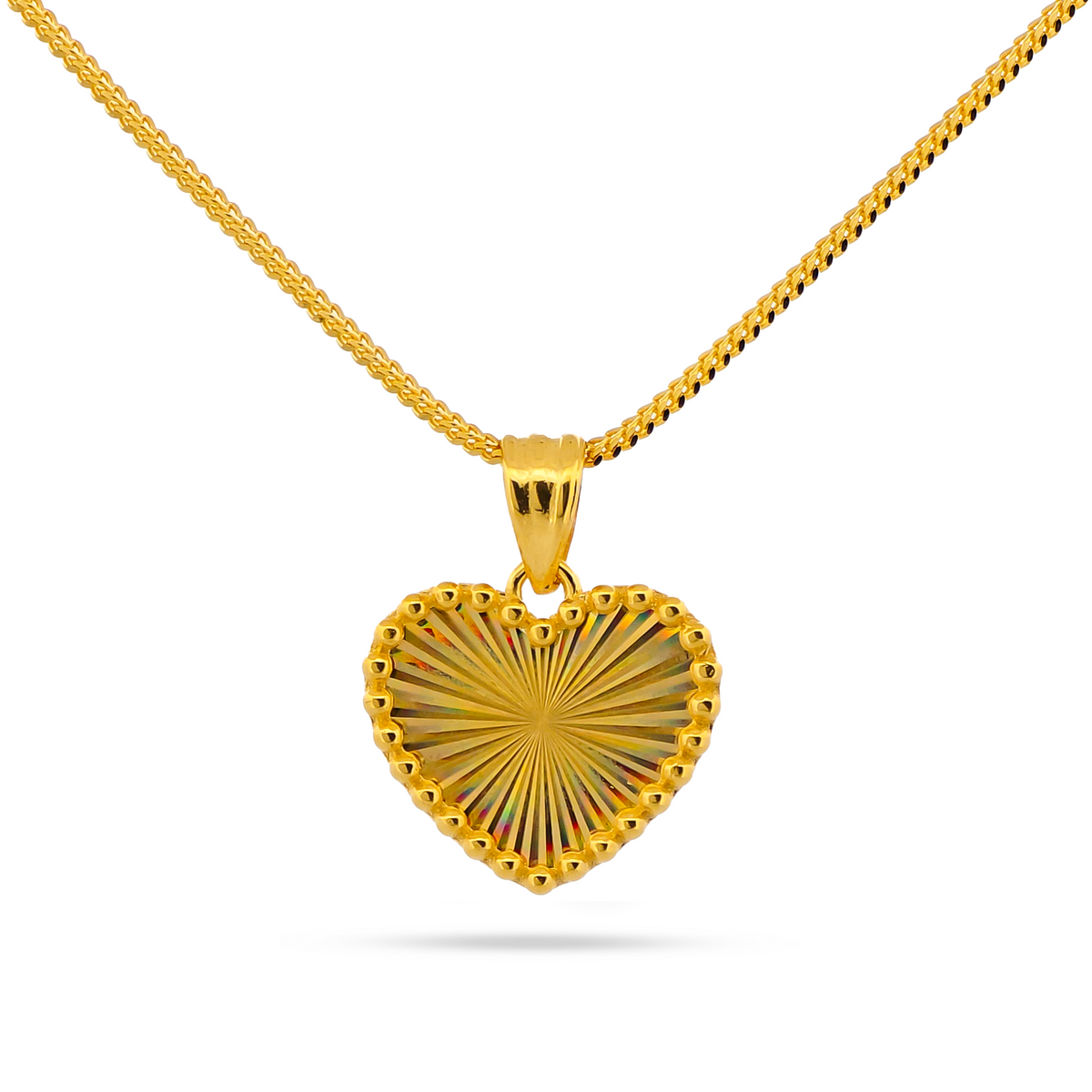 22K Gold Rainbow Heart Pendant