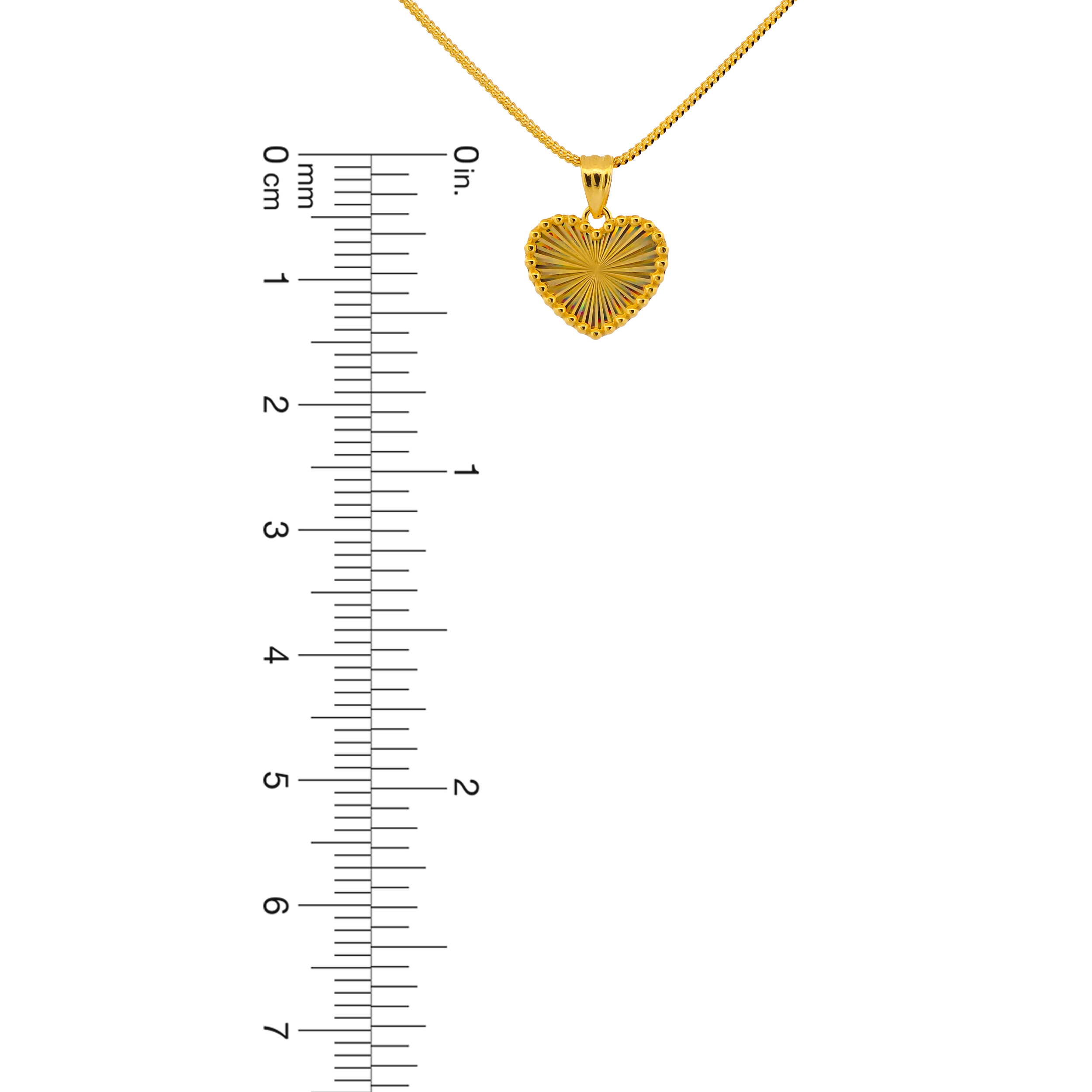 22K Gold Rainbow Heart Pendant