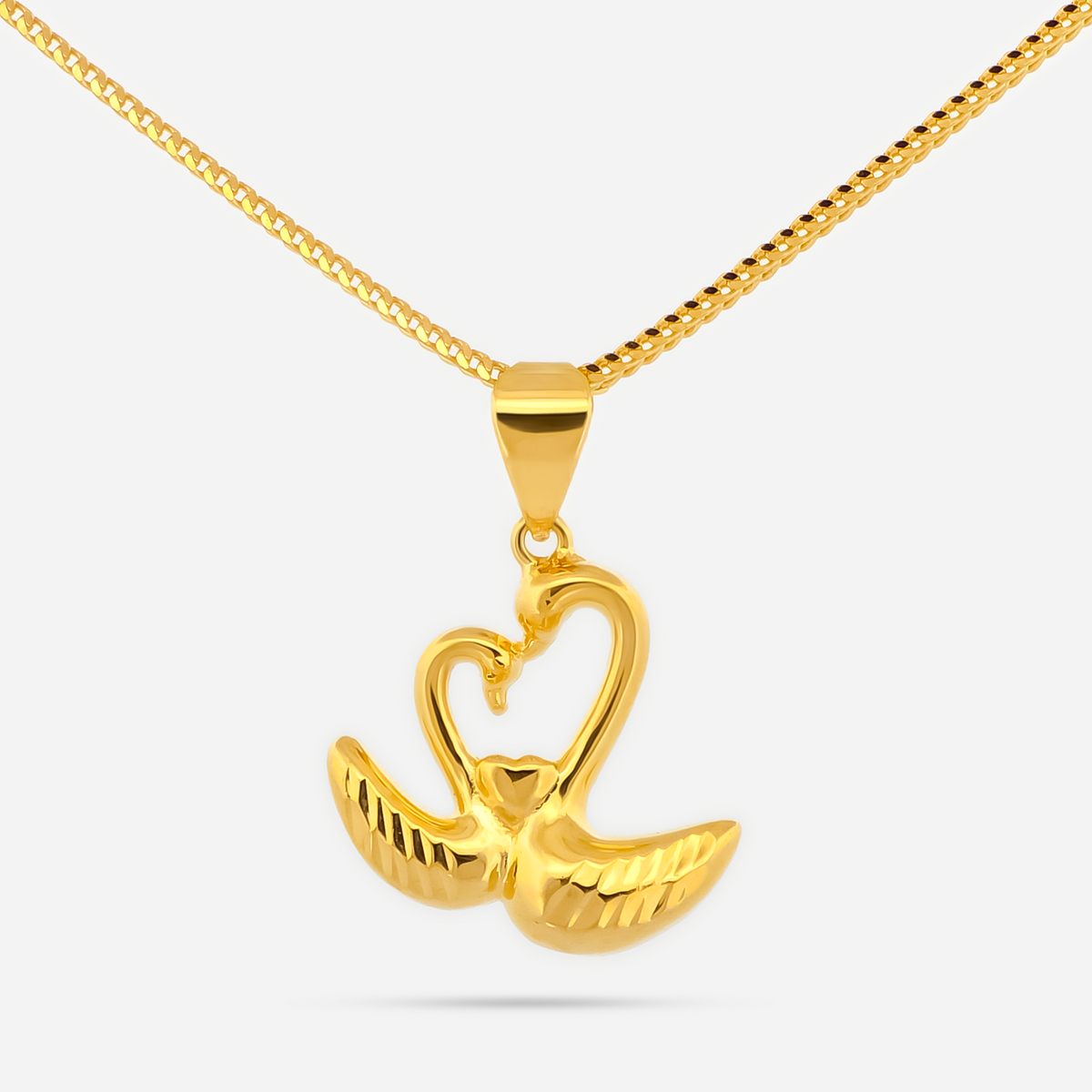 22K Gold Swan Heart Pendant