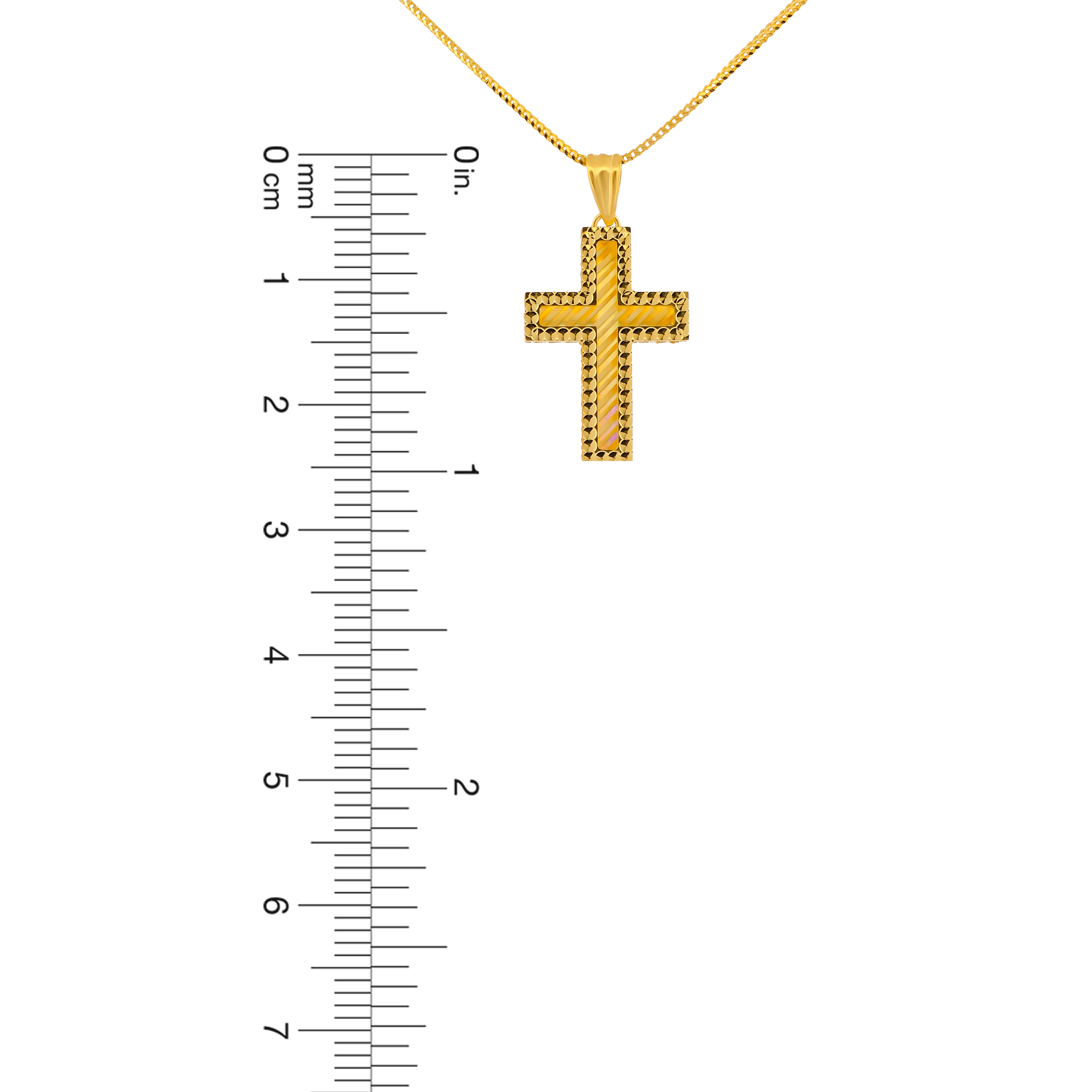 22K Gold 3D Rainbow Cross Pendant