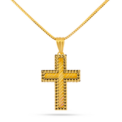 22K Gold 3D Rainbow Cross Pendant