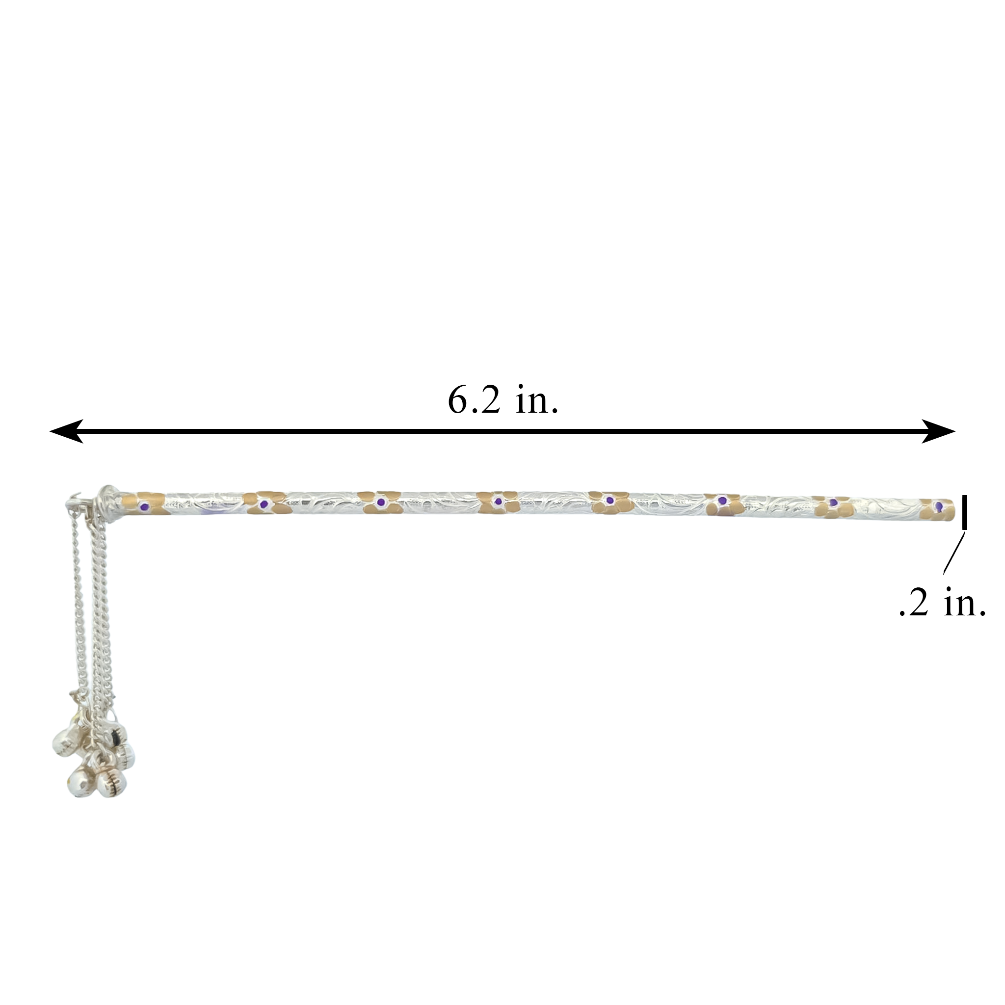 Silver Floral Golden Enamel Flute