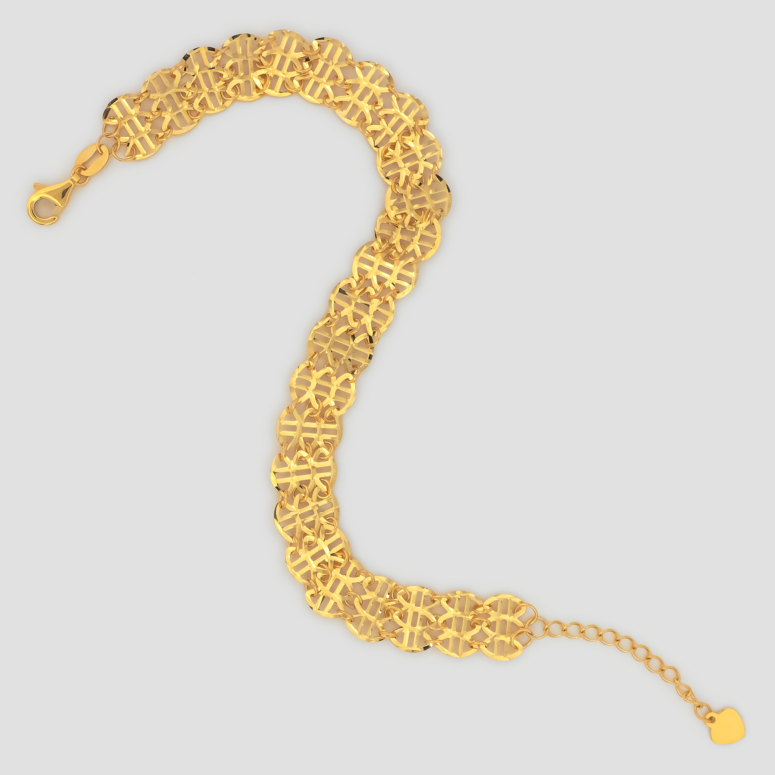 22k Gold Lattice Wide Bracelet