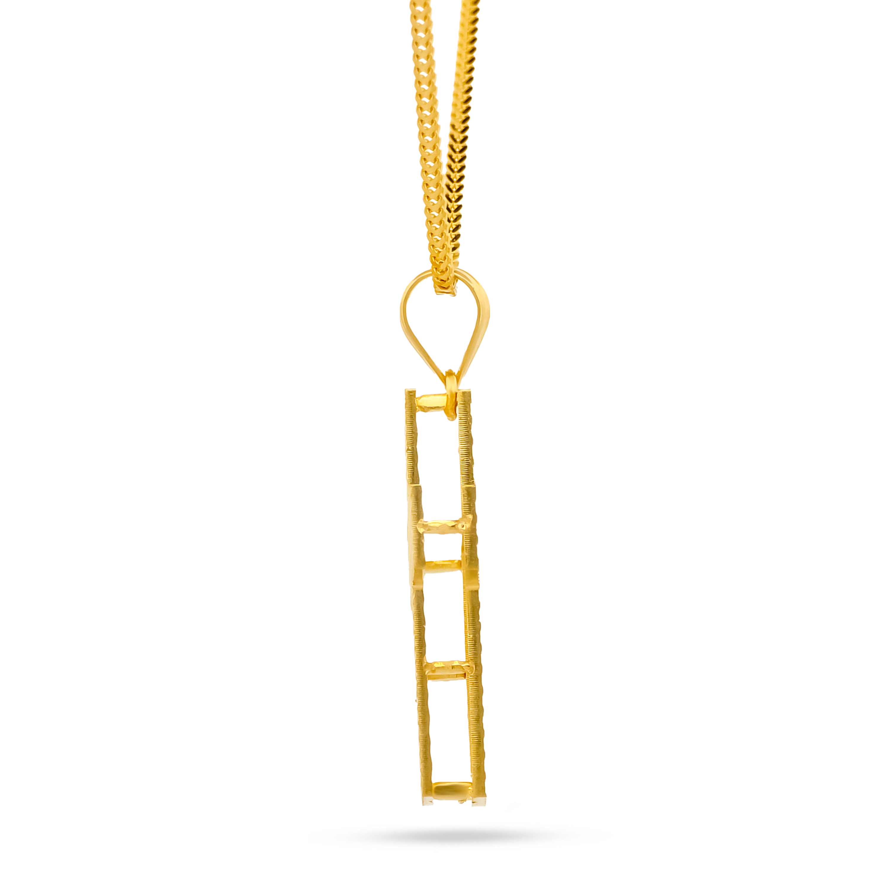22K Gold 3D Rainbow Cross Pendant